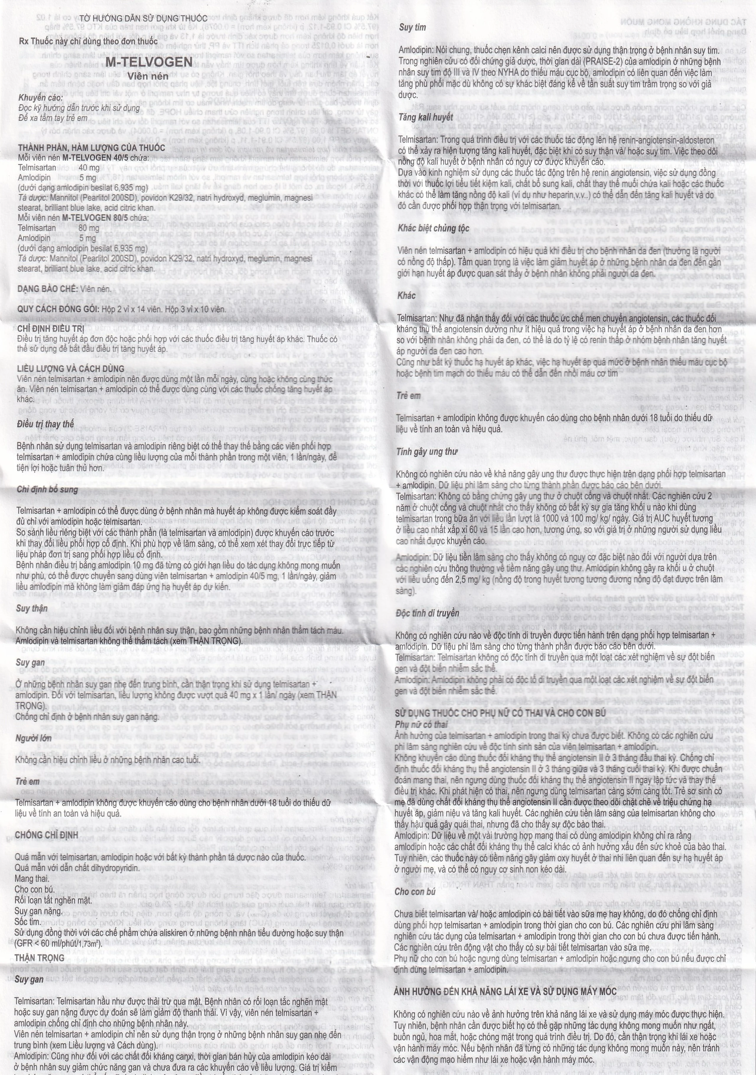 Thuốc M-Telvogen 80/5mg Evertogen điều trị tăng huyết áp đơn độc hoặc kết hợp với thuốc khác (2 vỉ x 14 viên)