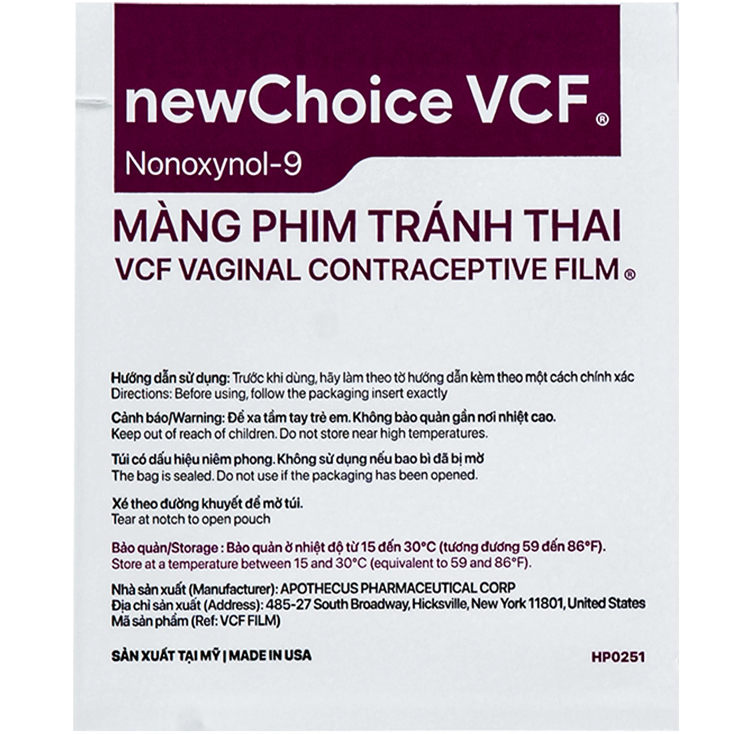 Màng phim tránh thai Newchoice VCF giúp tránh thai an toàn, tiện lợi (3 miếng) 5