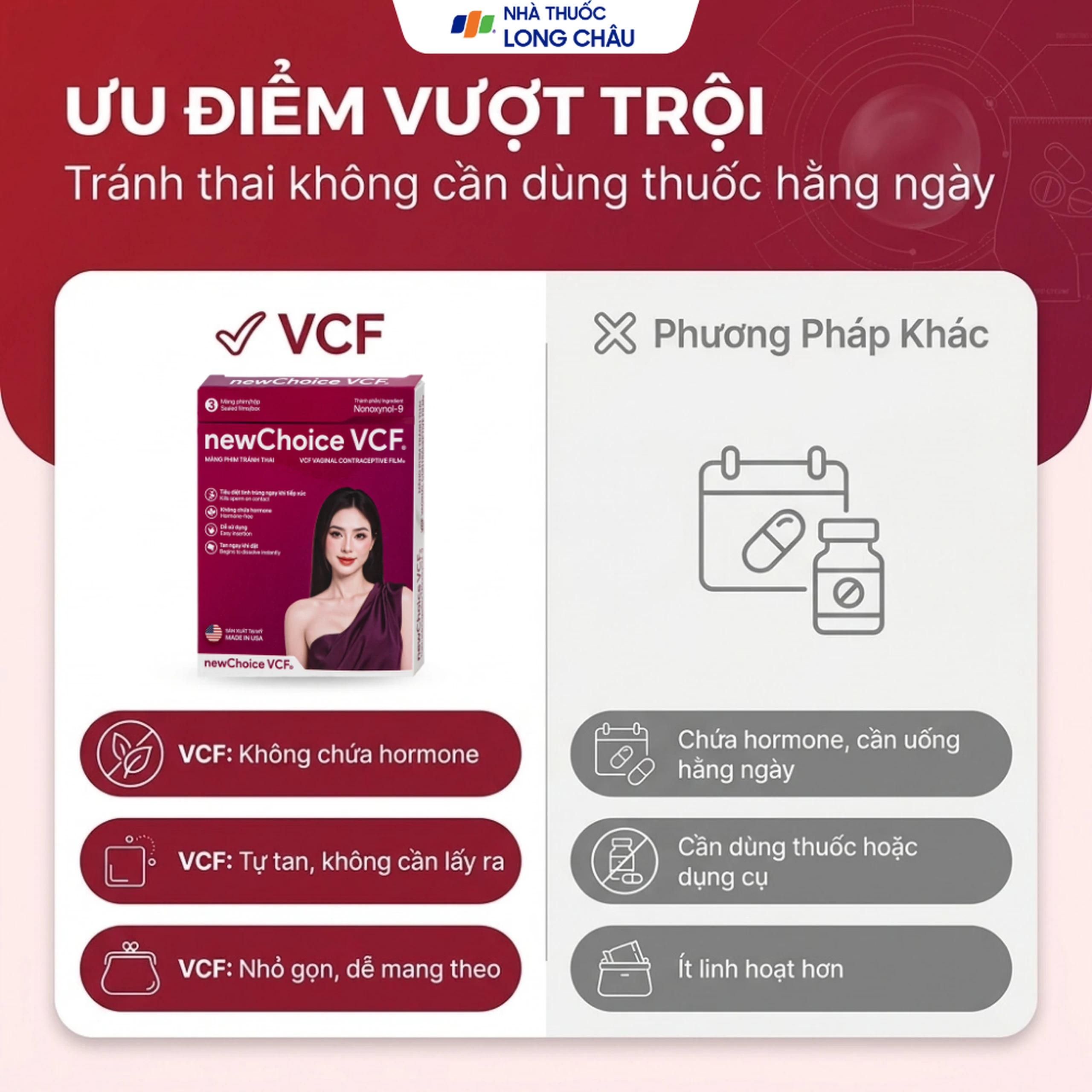 Màng phim tránh thai Newchoice VCF giúp tránh thai an toàn, tiện lợi (3 miếng) 4