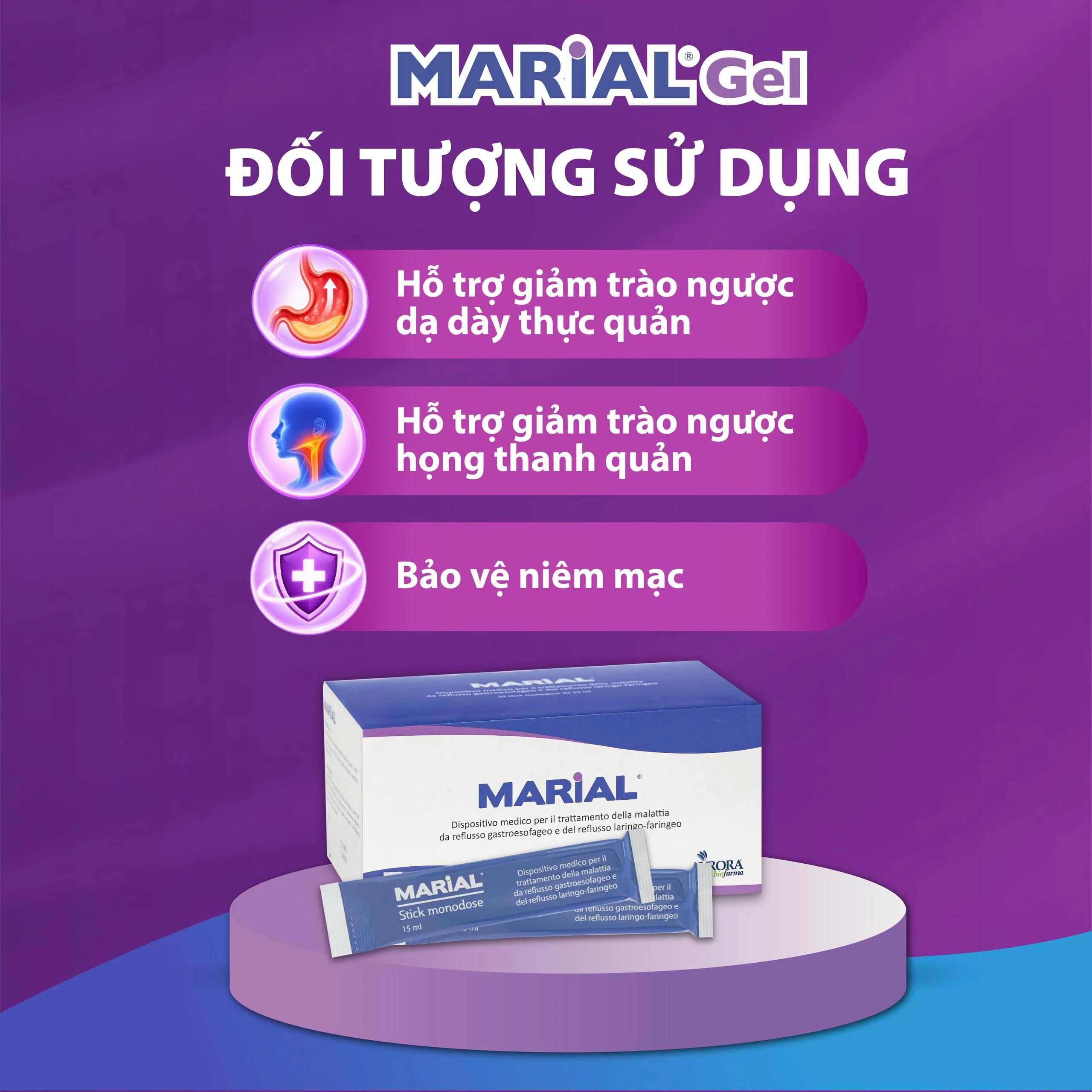 Marial Gel (20 gói x 15ml) chống trào ngược dạ dày thực quản, ợ chua, khó tiêu, bảo vệ và tái tạo phục hồi niêm mạc họng 4