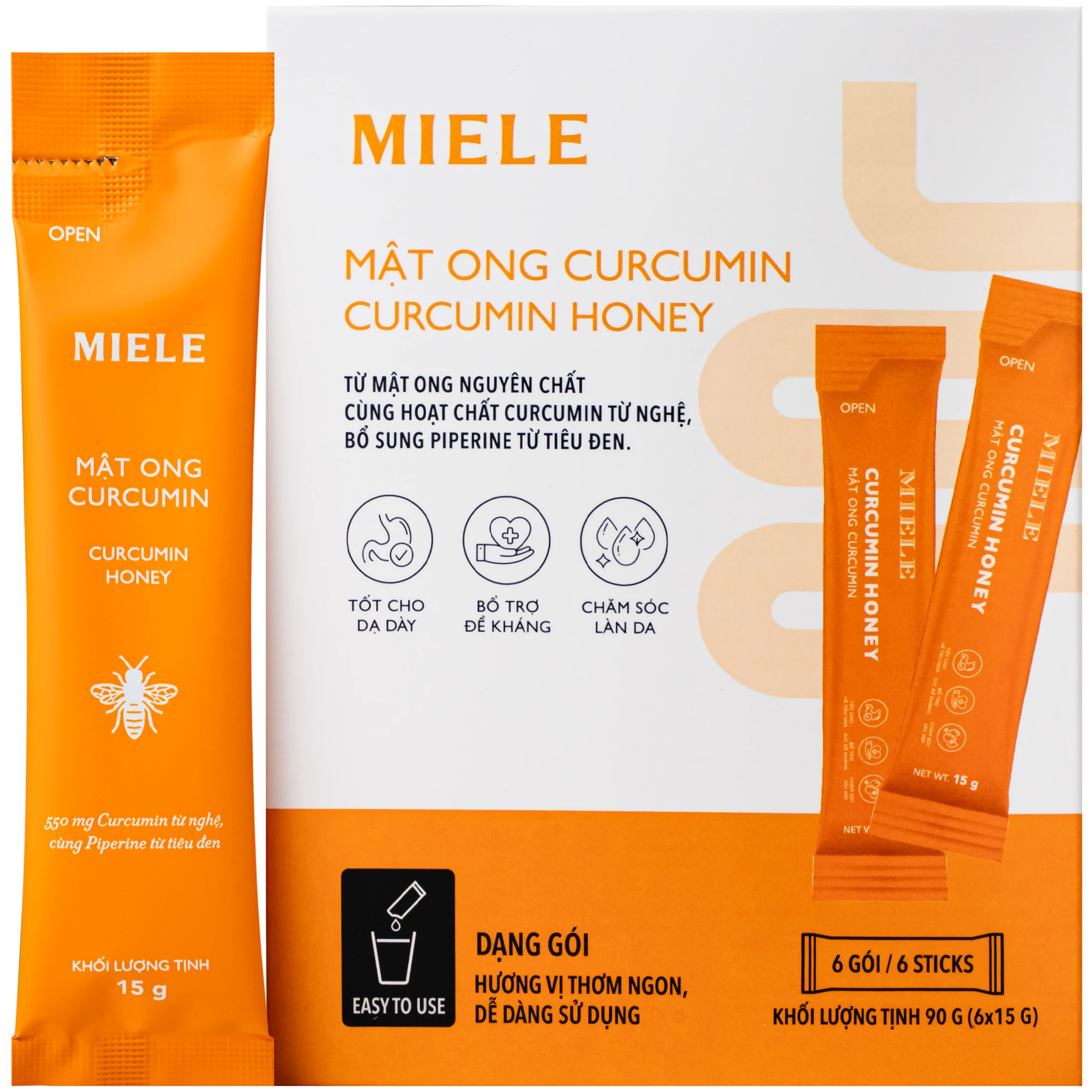 Mật ong Curcumin Miele (6 gói x 15g) 1