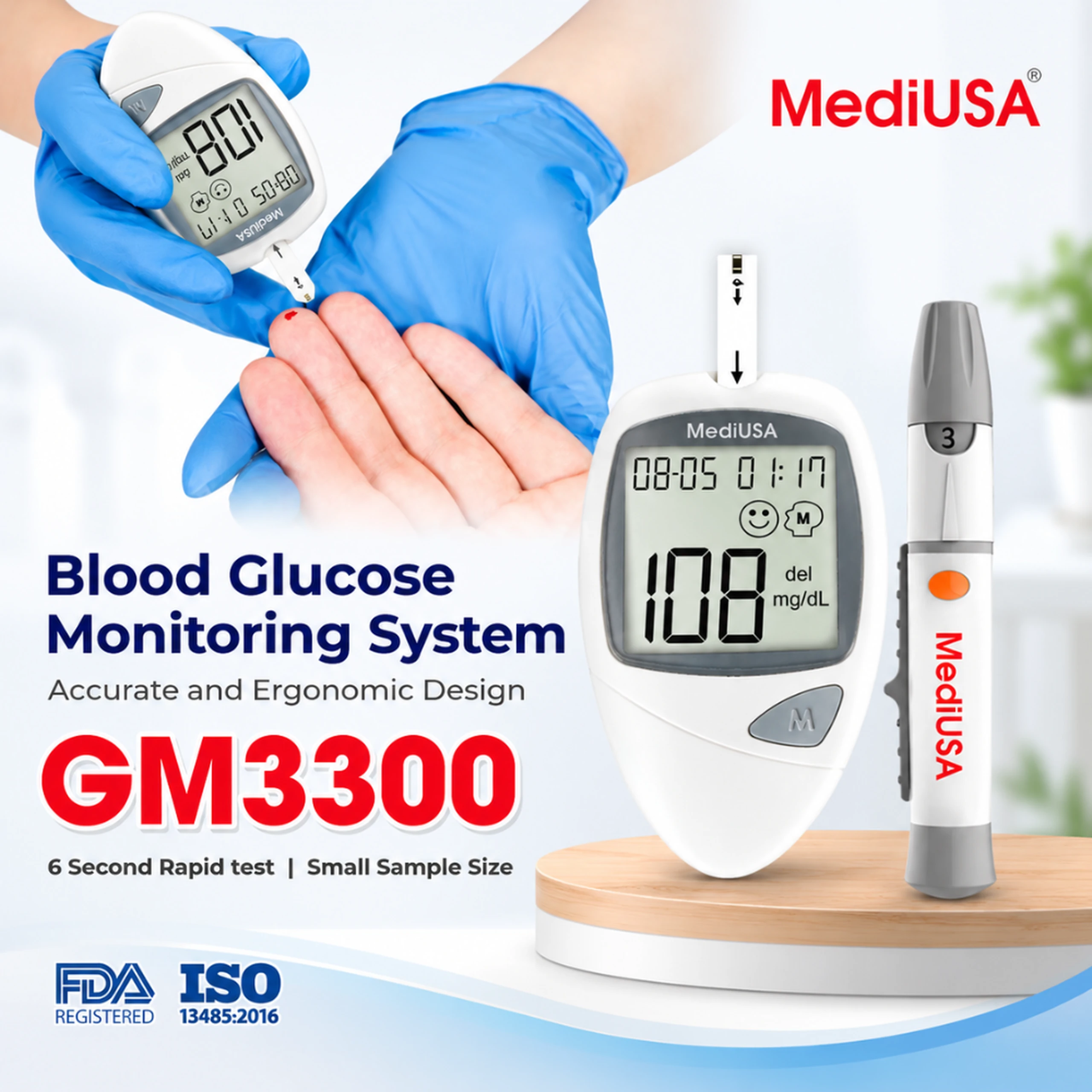 Máy đo đường huyết MediUsa GM3300 hỗ trợ theo dõi, kiểm soát lượng đường trong máu 2