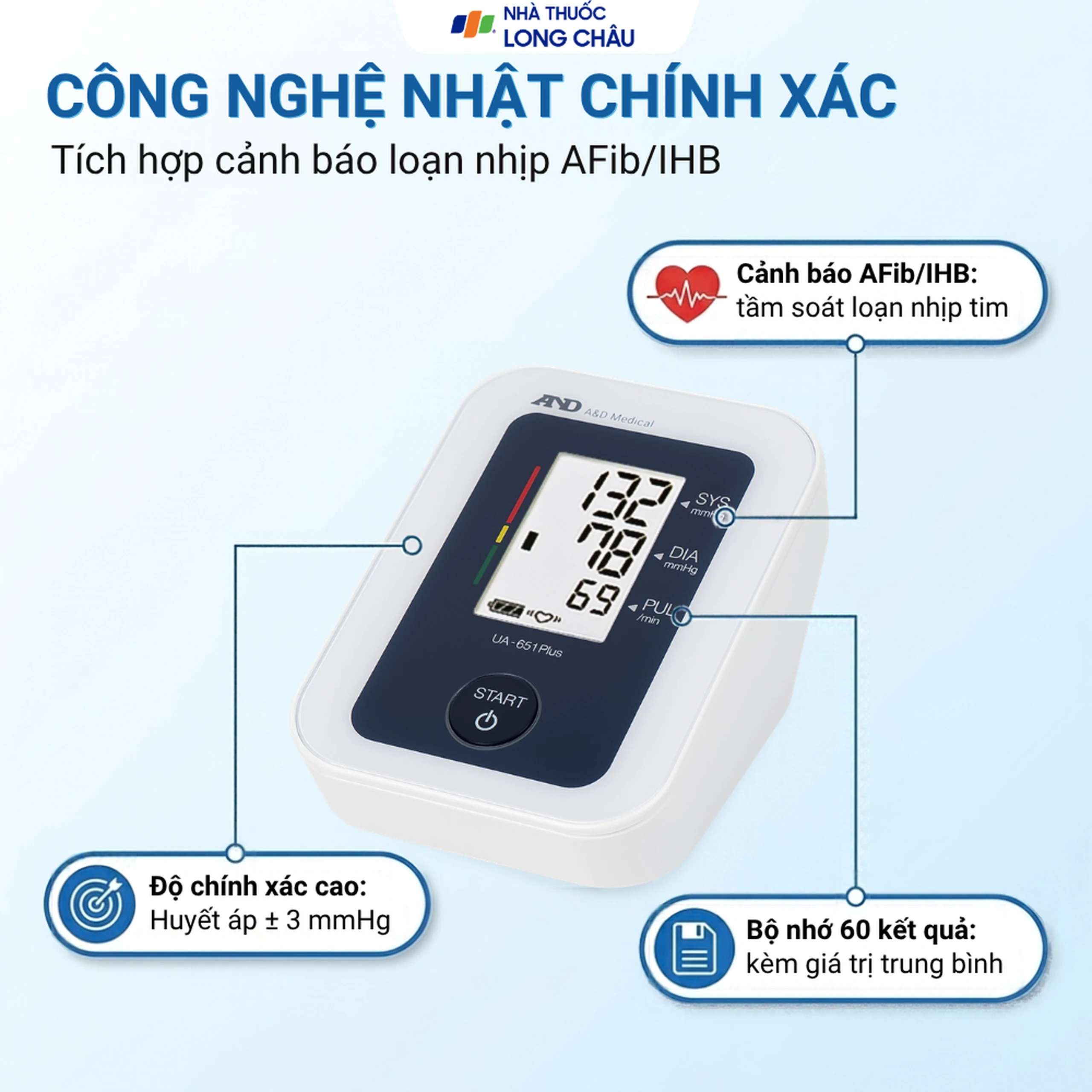 Máy đo huyết áp bắp tay AND UA-651 Plus Afib hỗ trợ đo huyết áp, cảnh báo đột quỵ 3