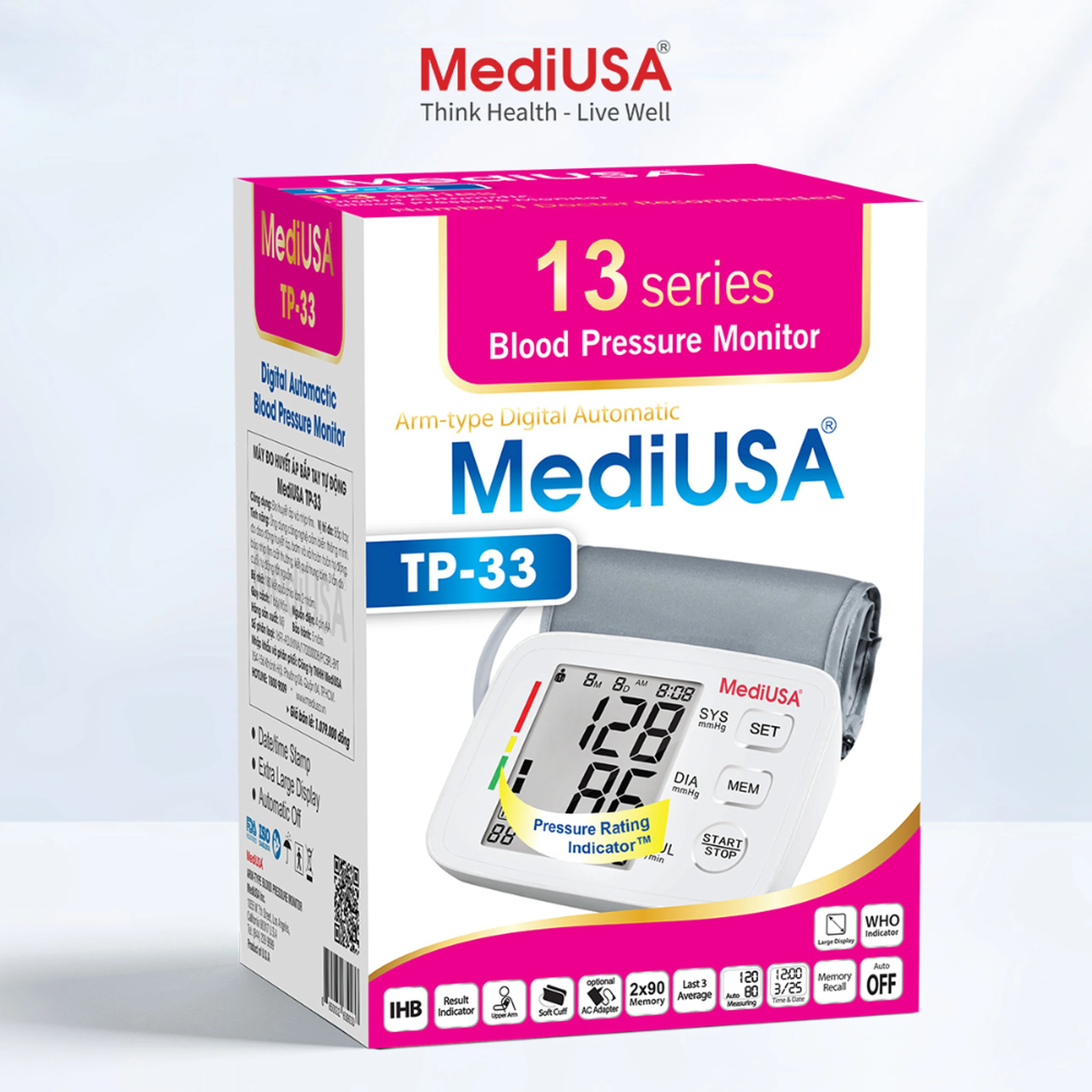 Máy đo huyết áp bắp tay MediUsa TP33 hỗ trợ đo huyết áp, nhịp tim 7