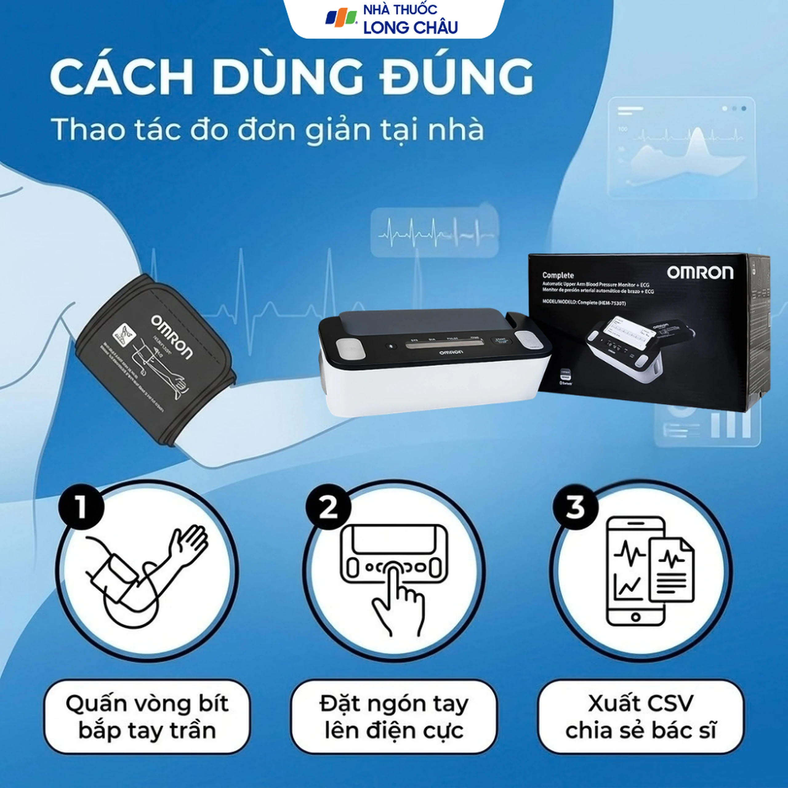 Máy đo huyết áp và Điện tâm đồ ECG Omron HEM 7530T giúp cảnh báo rối loạn nhịp tim, đột quỵ 6