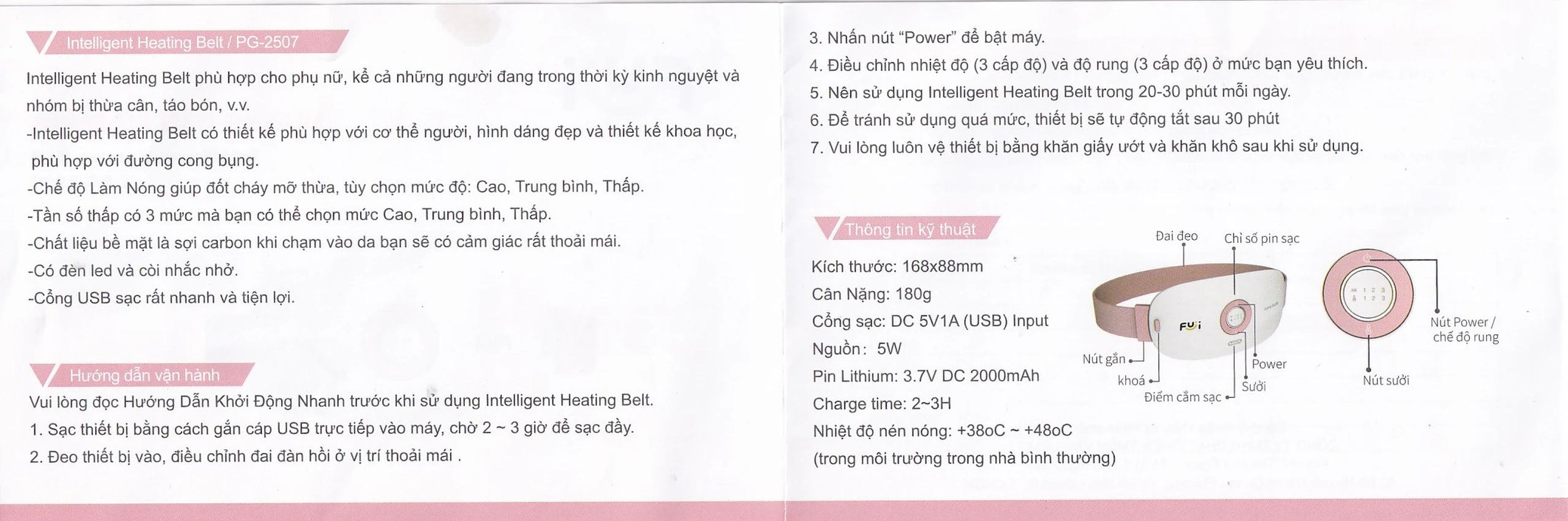 Máy massage (mát xa) bụng Fuji PG-2507 giúp làm ấm đều vùng bụng