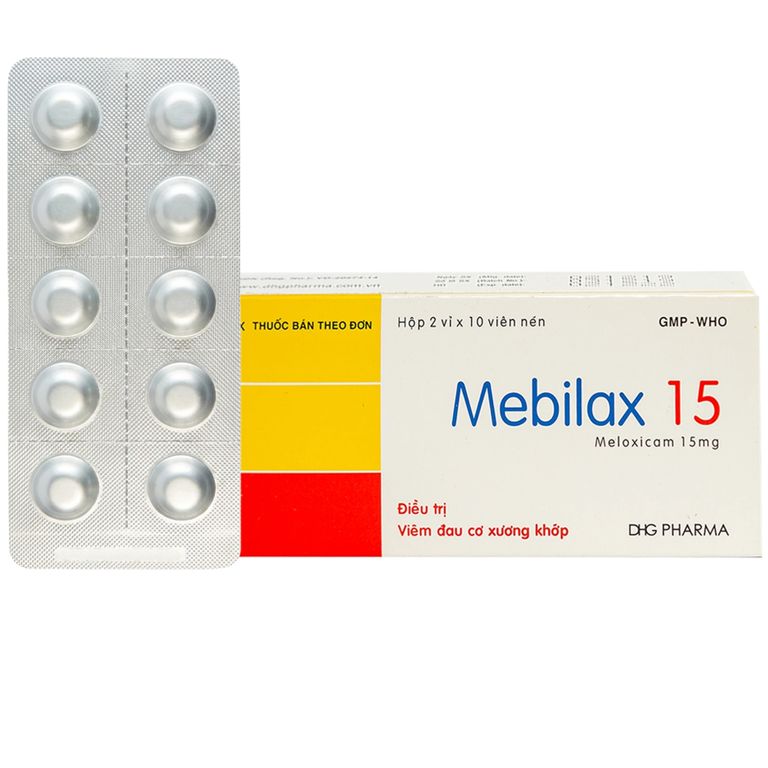 Thuốc Mebilax 15 DHG điều trị viêm đau cơ xương khớp (2 vỉ x 10 viên)  1