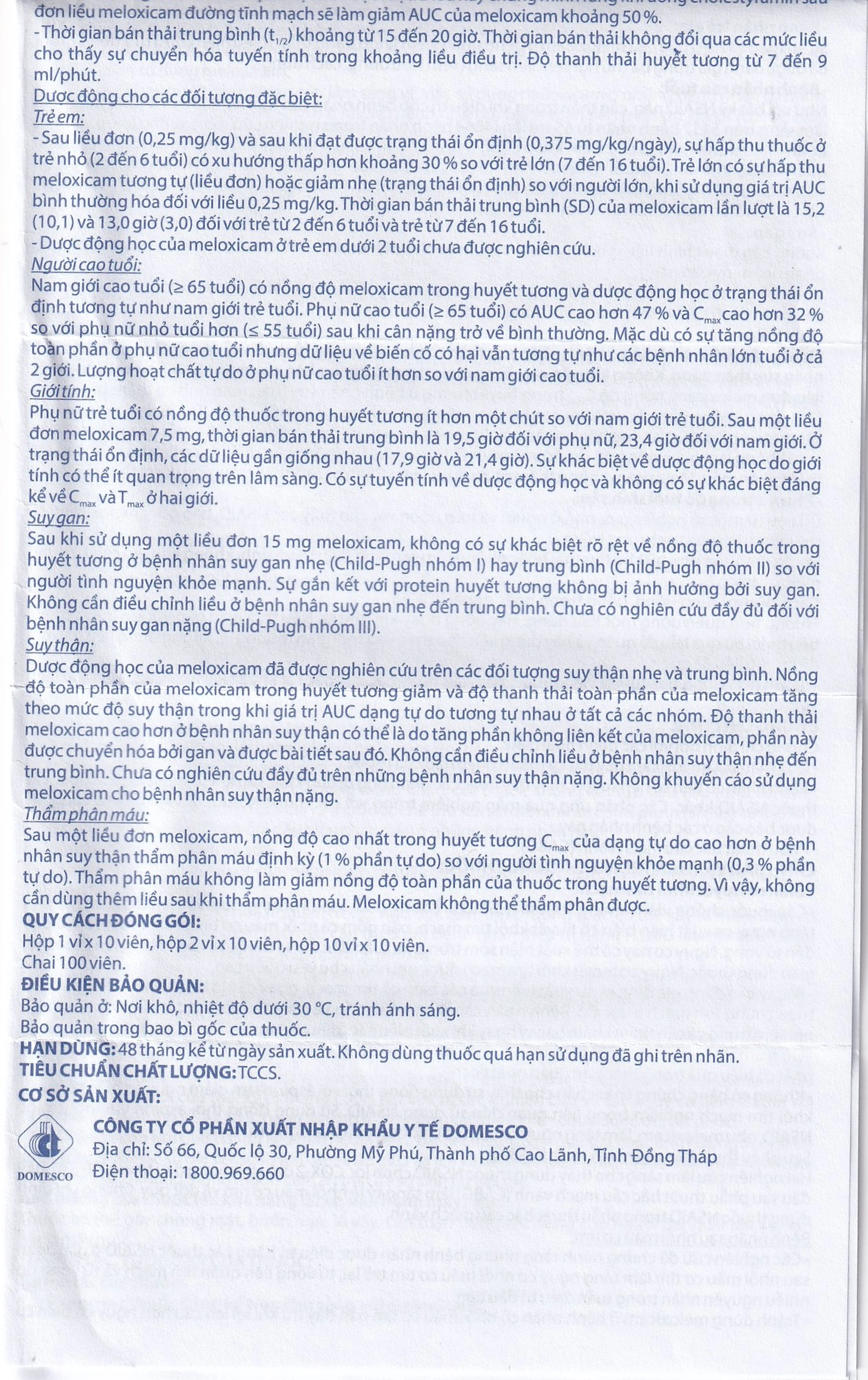 Thuốc Meloxicam 7.5mg điều trị viêm xương khớp, viêm cột sống (2 vỉ x 10 viên)