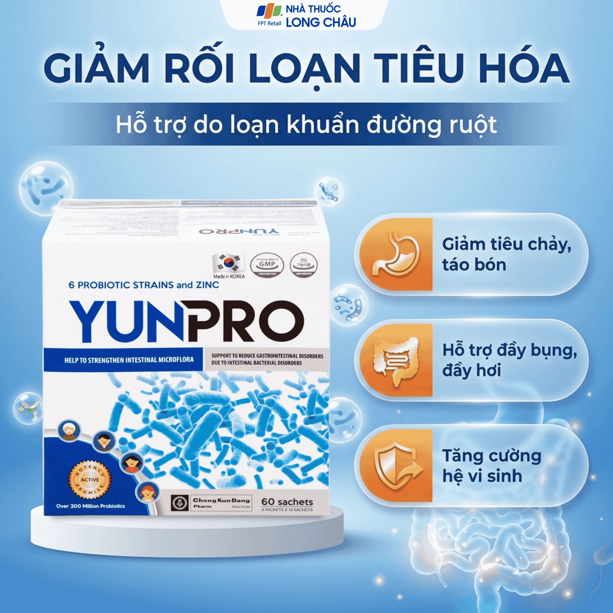 Men vi sinh bổ sung lợi khuẩn đường ruột Yunpro (60 gói x 2g) 4