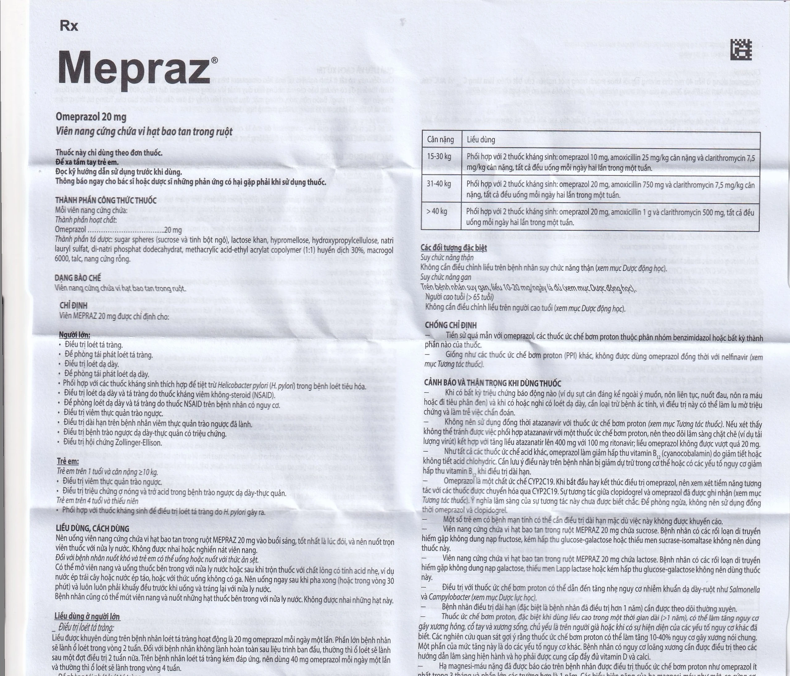 Viên nang cứng Mepraz 20mg Sanofi điều trị loét dạ dày tá tràng, viêm thực quản trào ngược (7 vỉ x 4 viên)