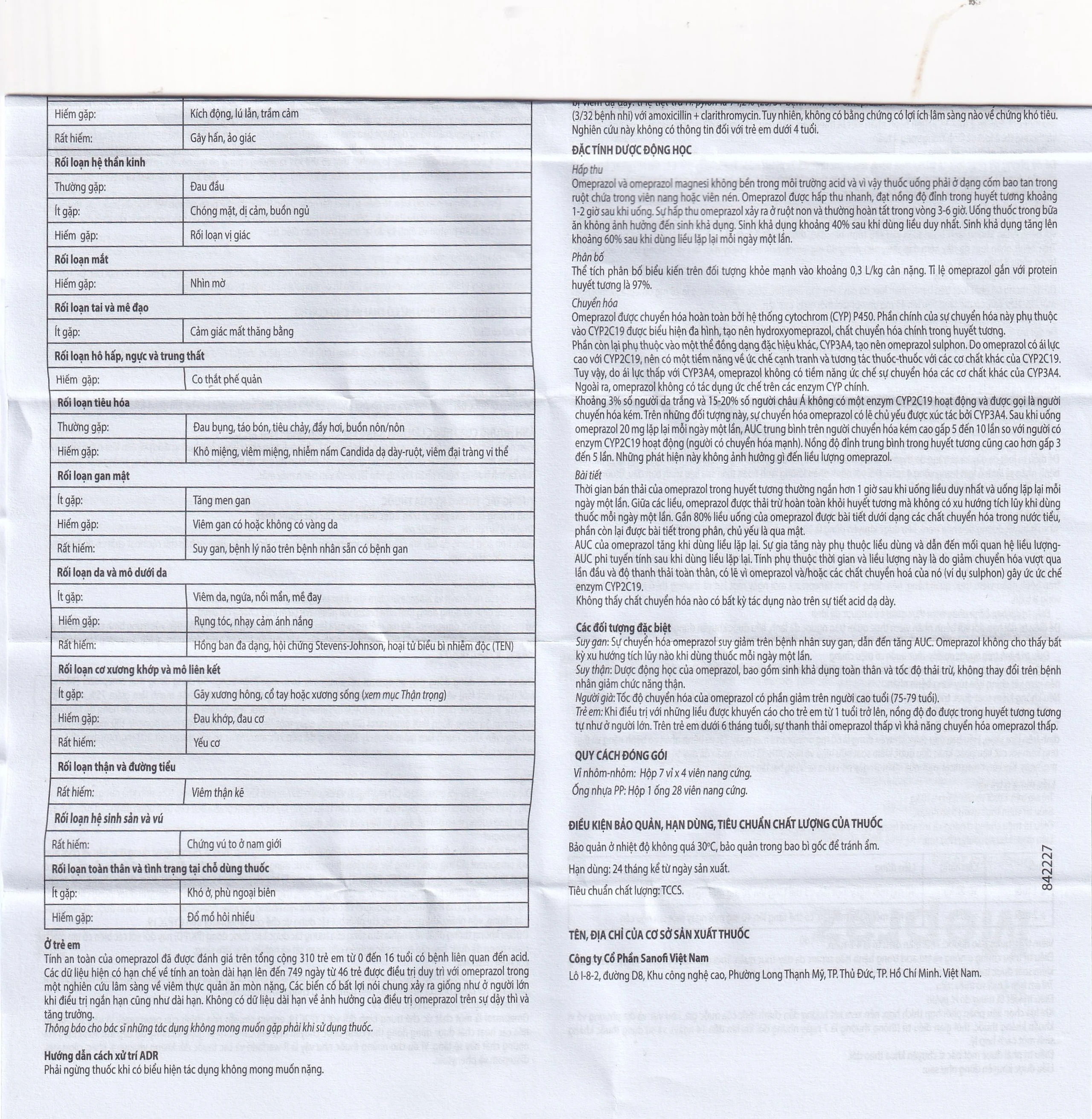 Viên nang cứng Mepraz 20mg Sanofi điều trị loét dạ dày tá tràng, viêm thực quản trào ngược (7 vỉ x 4 viên)