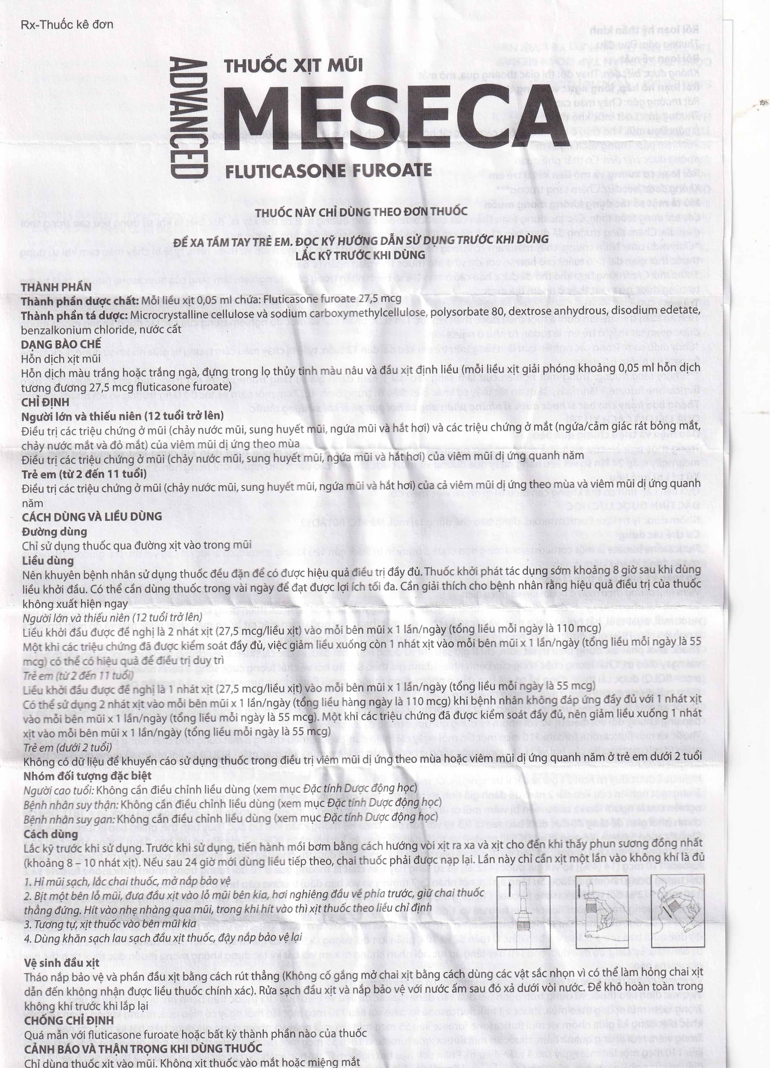 Thuốc xịt mũi Meseca Advanced Merap điều trị các triệu chứng chảy nước mũi, sung huyết mũi, ngứa mũi (60 liều)