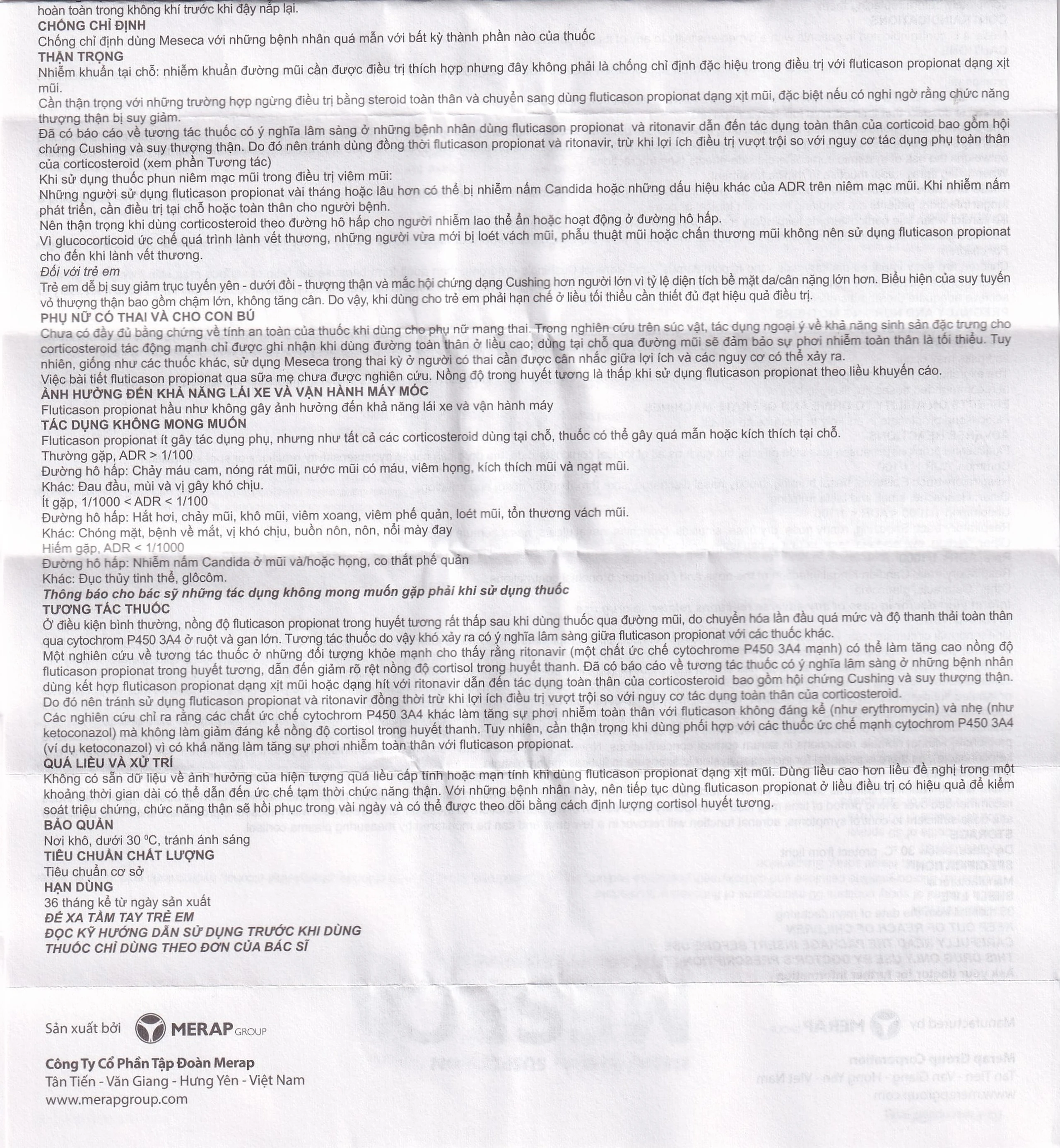 Thuốc xịt mũi Meseca Merap điều trị và dự phòng viêm mũi dị ứng (60 liều)