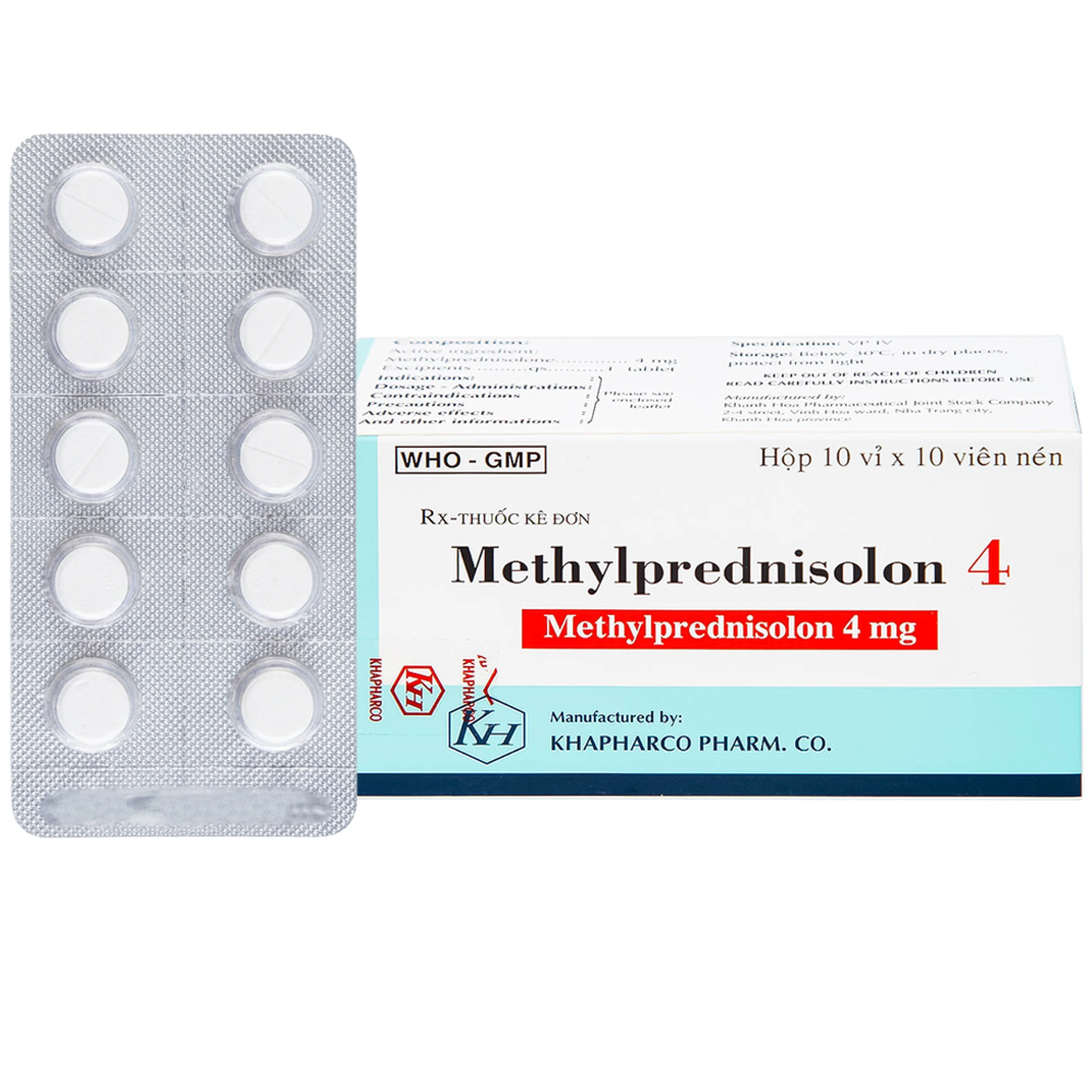 Thuốc Methylprednisolon 4 Khapharco kháng viêm, điều trị viêm khớp dạng thấp, lupus ban đỏ hệ thống (10 vỉ x 10 viên) 1