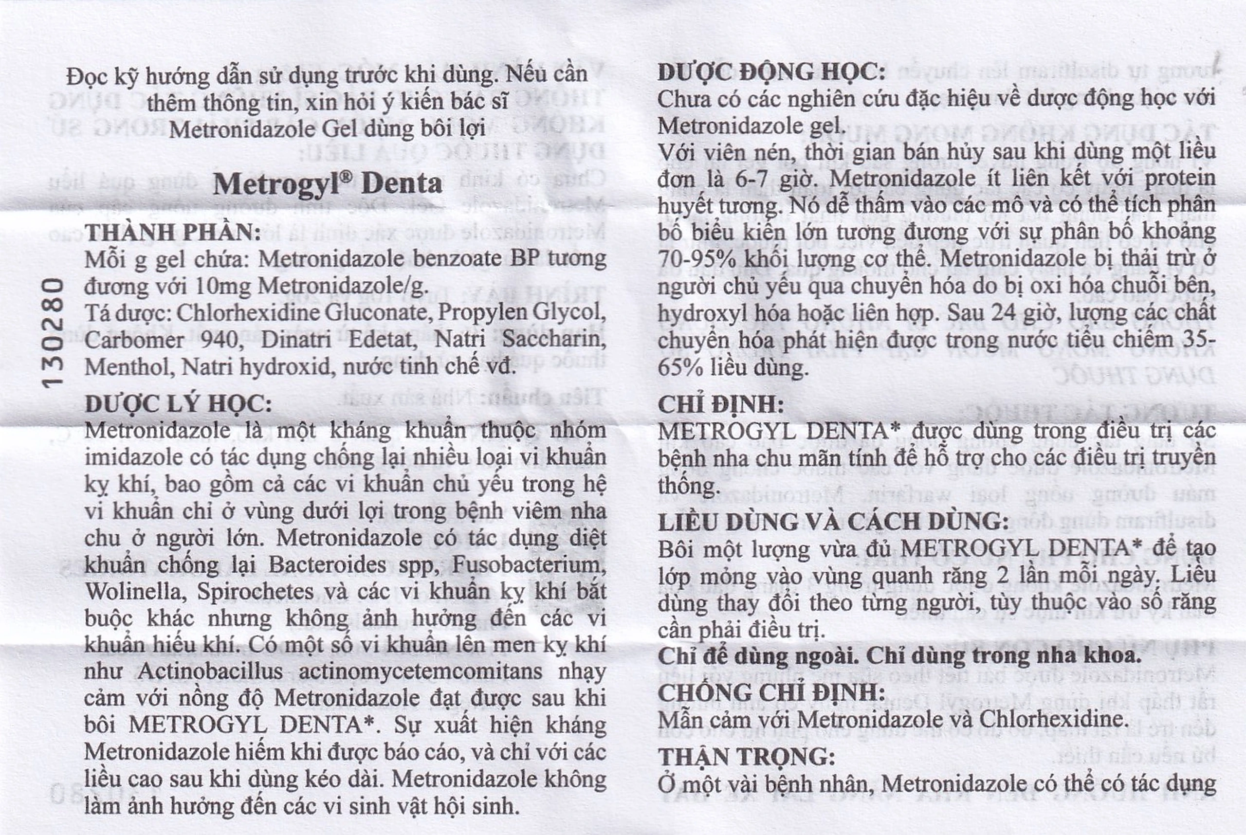 Gel bôi nha khoa Metrogyl Denta Unique Pharma điều trị các bệnh nha chu mãn tính (10g)