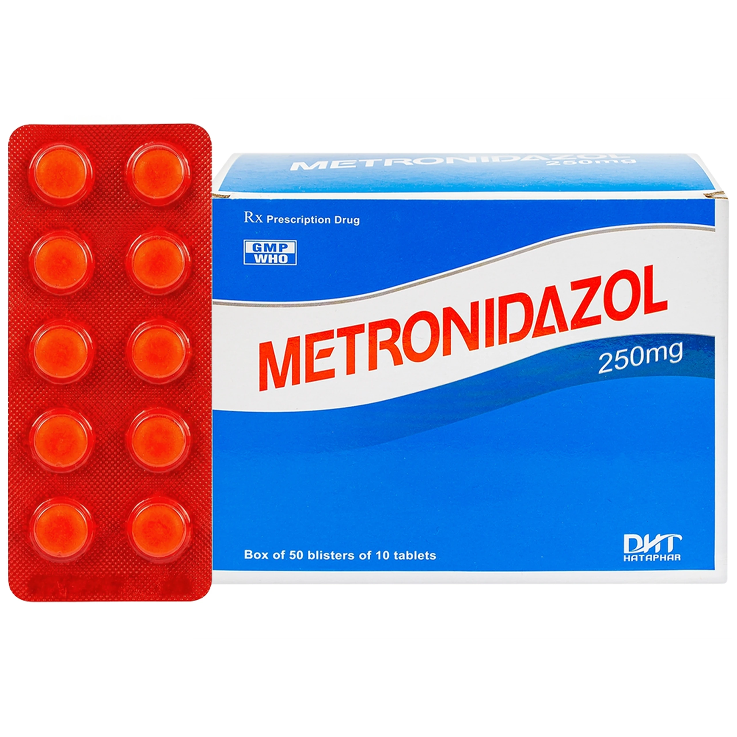 Viên nén Metronidazol 250mg Hataphar điều trị các chứng nhiễm khuẩn, viêm lợi (50 vỉ x 10 viên)