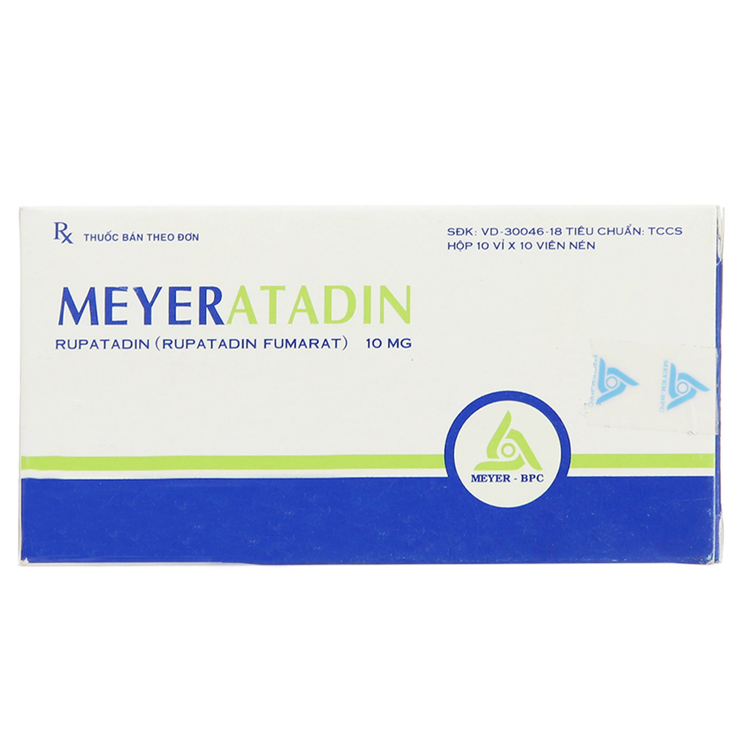 Thuốc Meyeratadin 10mg Meyer - BPC giảm viêm mũi dị ứng, hắt hơi, chảy nước mũi (10 vỉ x 10 viên) 1