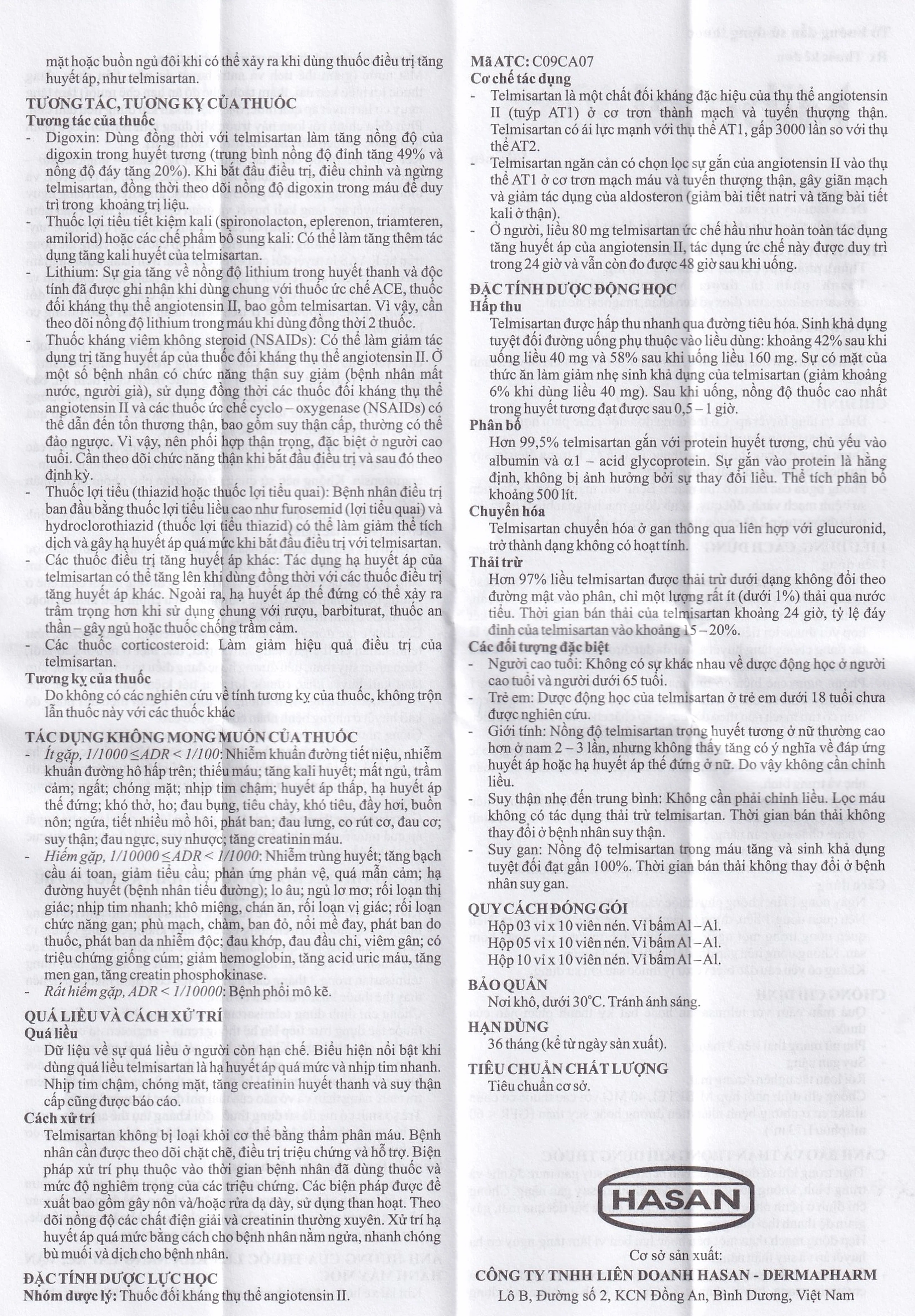 Viên nén Mibetel 40mg Hasan điều trị tăng huyết áp (3 vỉ x 10 viên)