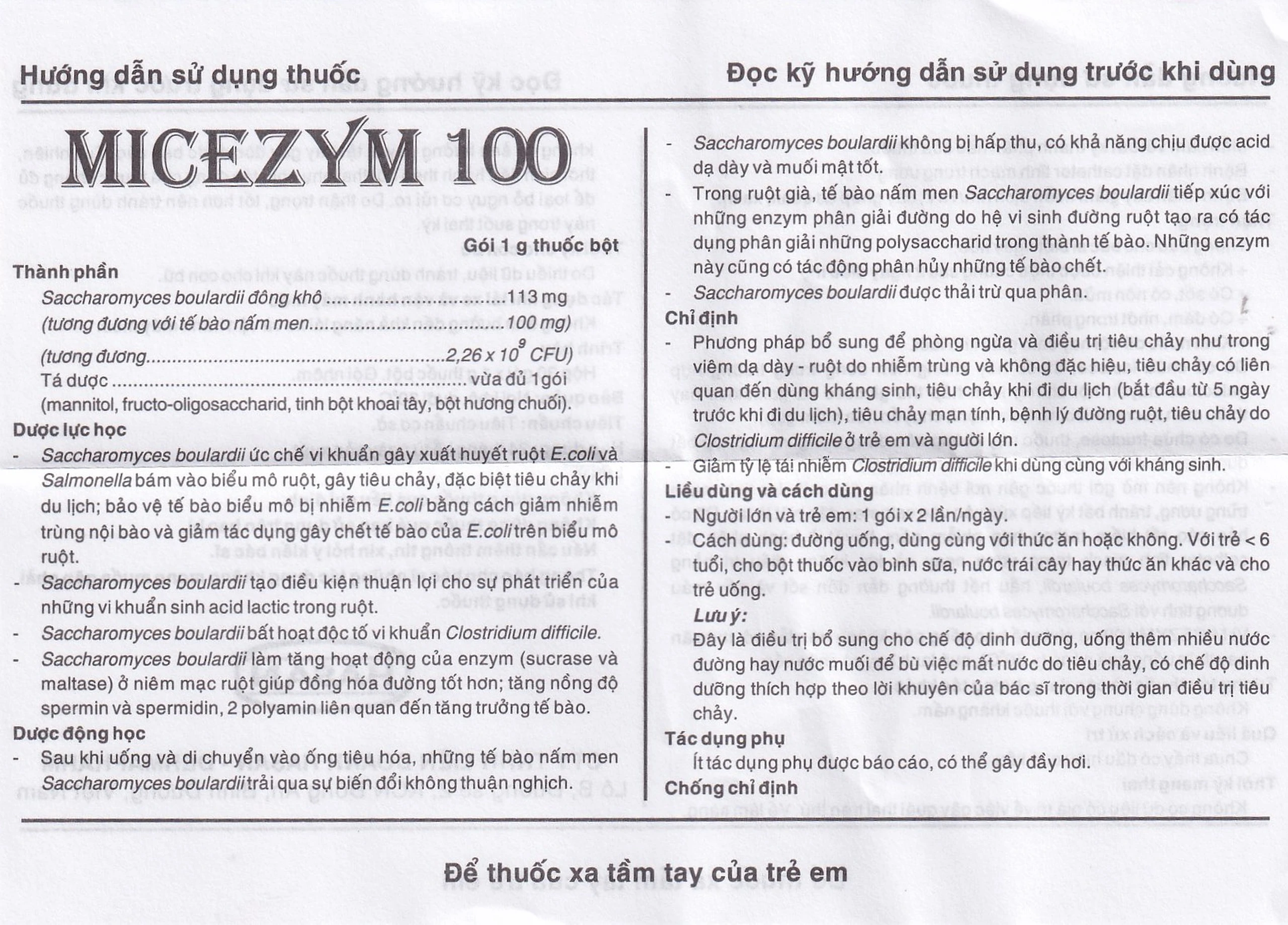 Thuốc bột Micezym 100 Hasan phòng ngừa và điều trị tiêu chảy (30 gói x 1g))