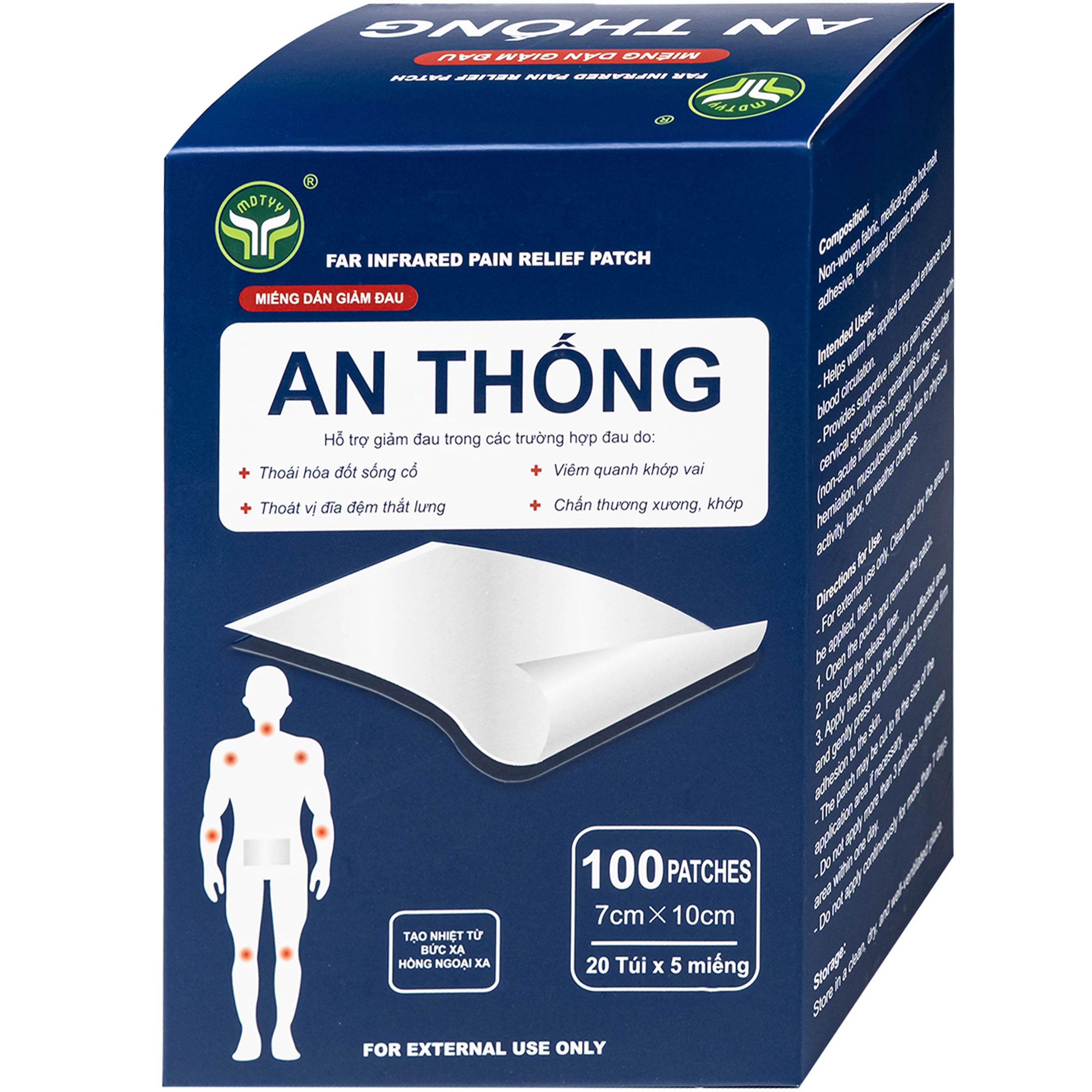 Miếng dán giảm đau An Thống Mdtyy giúp giảm đau cổ, đau mỏi vai gáy, đau lưng (20 túi x 5 miếng) 2
