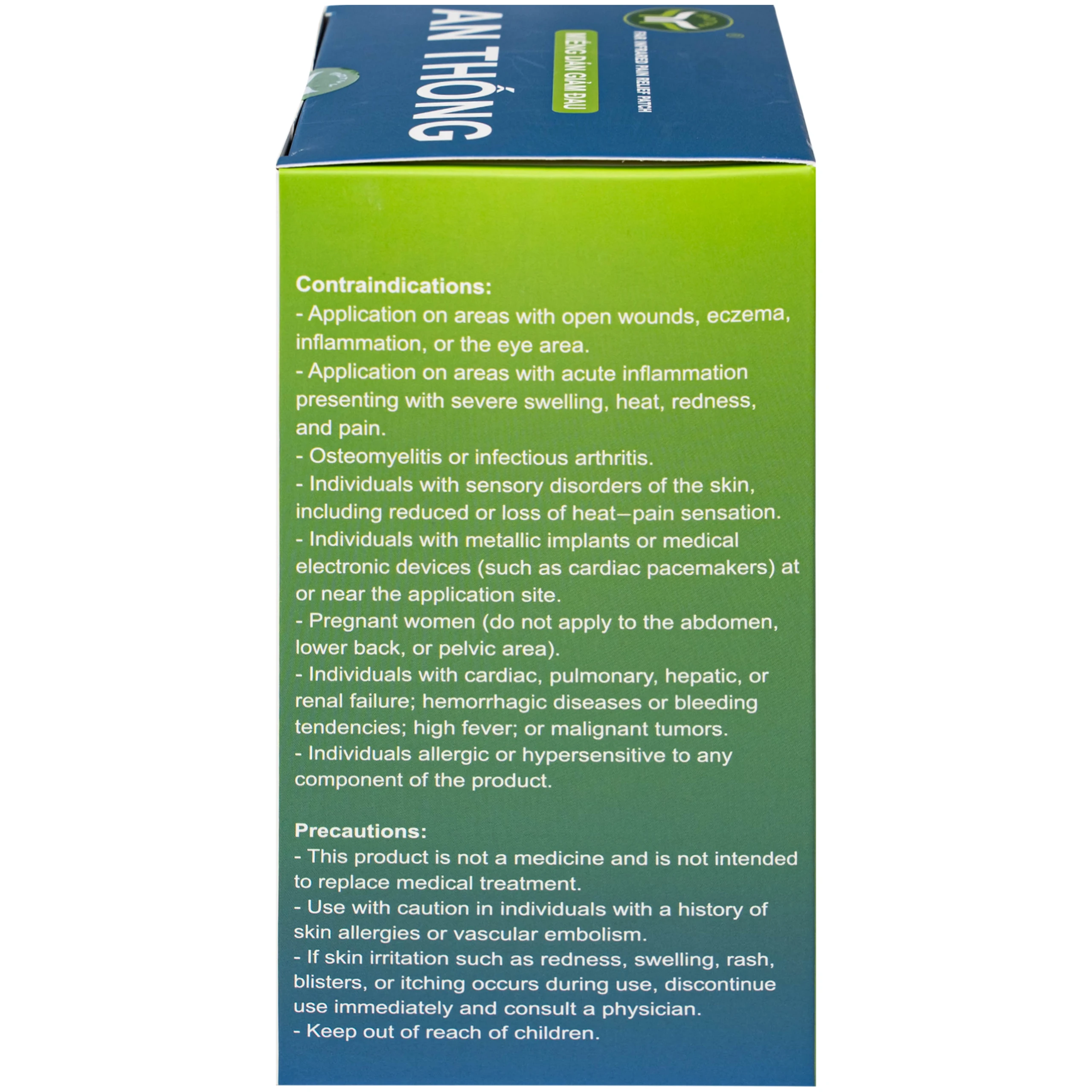 Miếng dán giảm đau An Thống Mdtyy giúp giảm đau cổ, đau mỏi vai gáy, đau lưng (20 túi x 5 miếng)