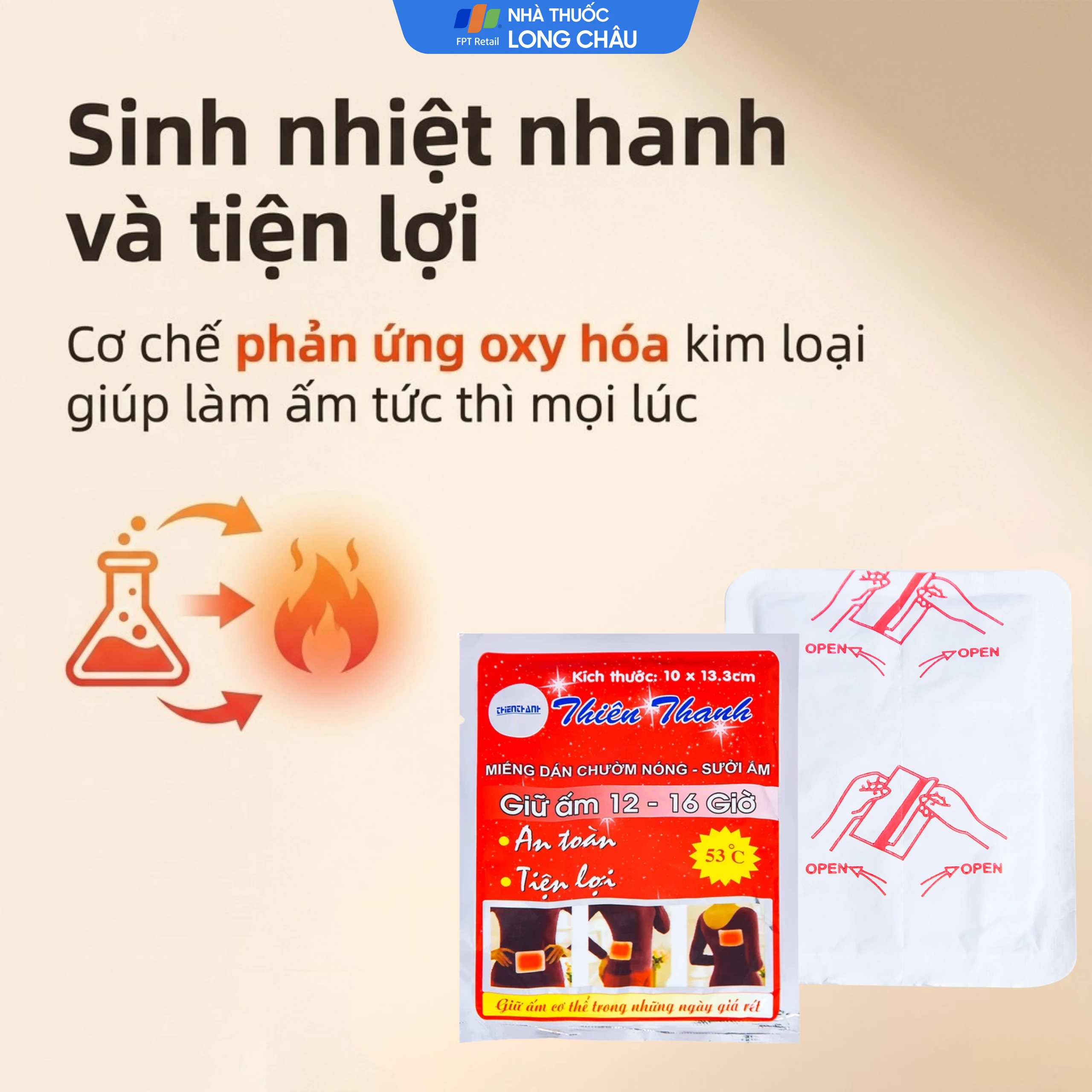 Miếng dán giữ nhiệt Thiên Thanh (10 miếng) dùng để chườm nóng, sưởi ấm trong mùa lạnh 5