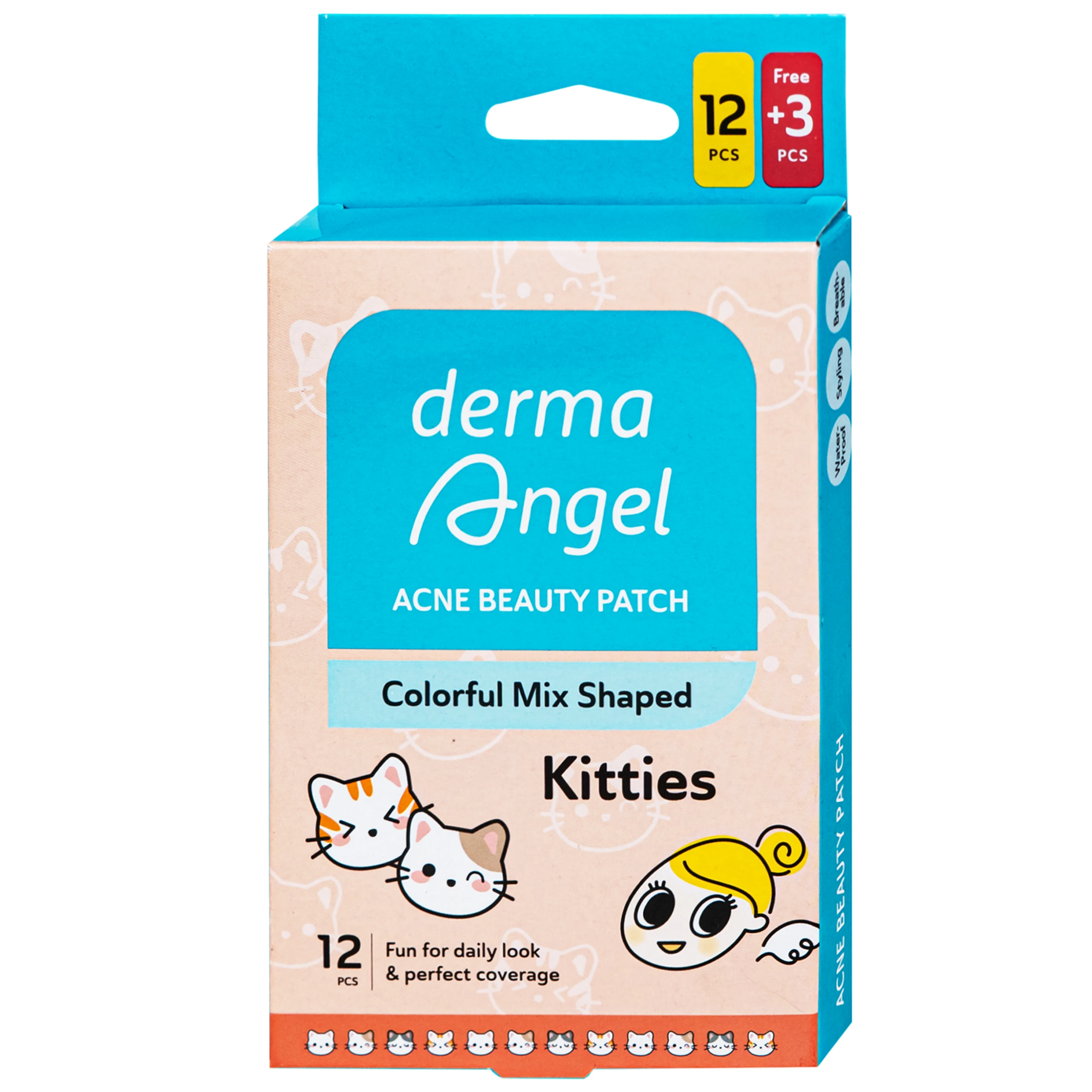 Miếng Dán Mụn Derma Angel Acne Beauty Patch Hình Kitties 12+3 Miếng 2