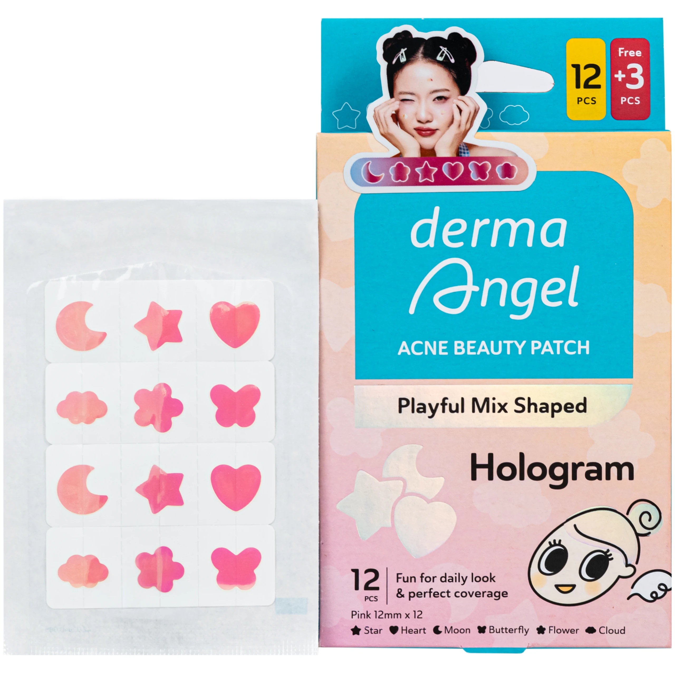 Miếng Dán Mụn Derma Angel Acne Beauty Patch Hologram 12+3 Miếng 1