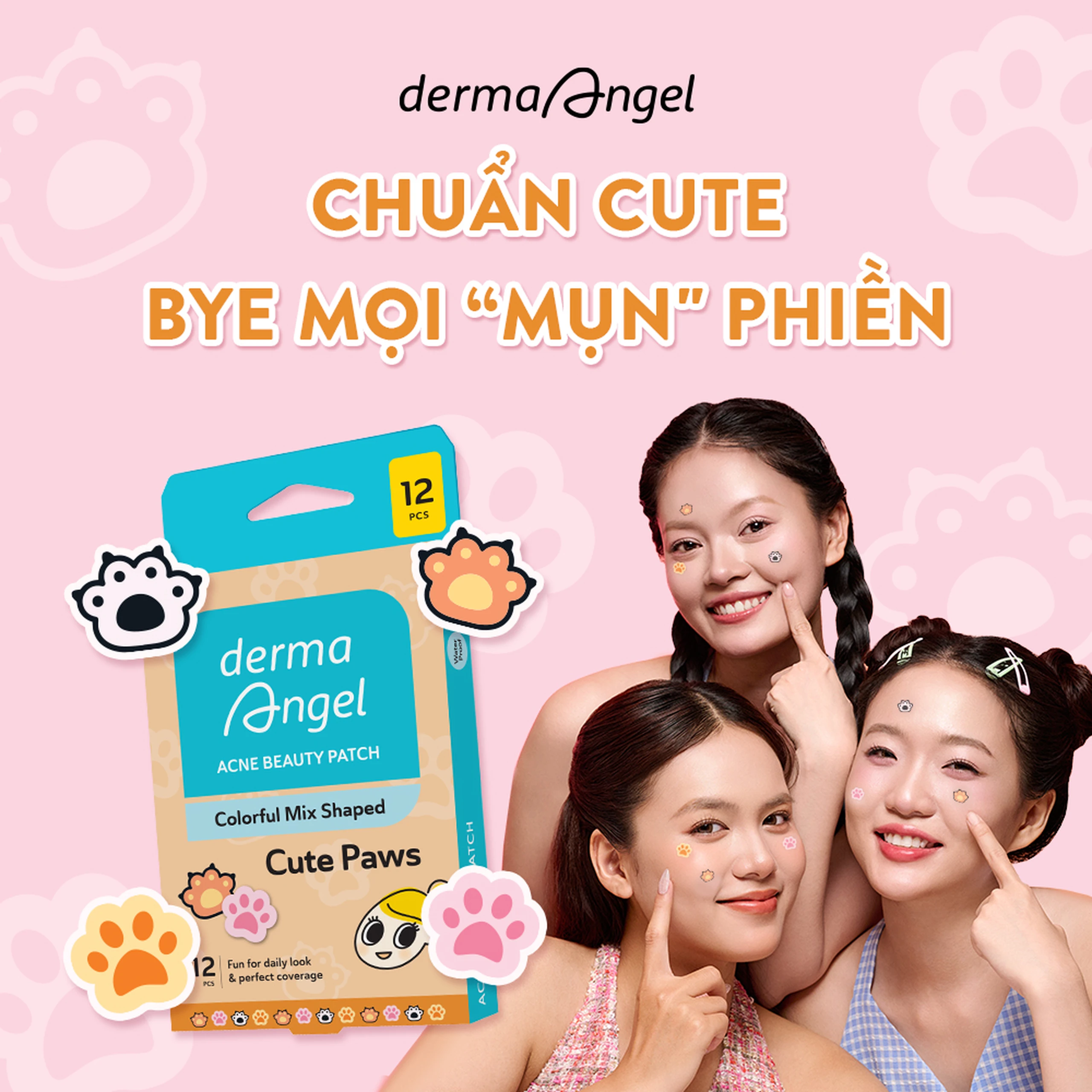 Miếng Dán Mụn Derma Angel Acne Beauty Patch Cute Paws 12+3 Miếng 6