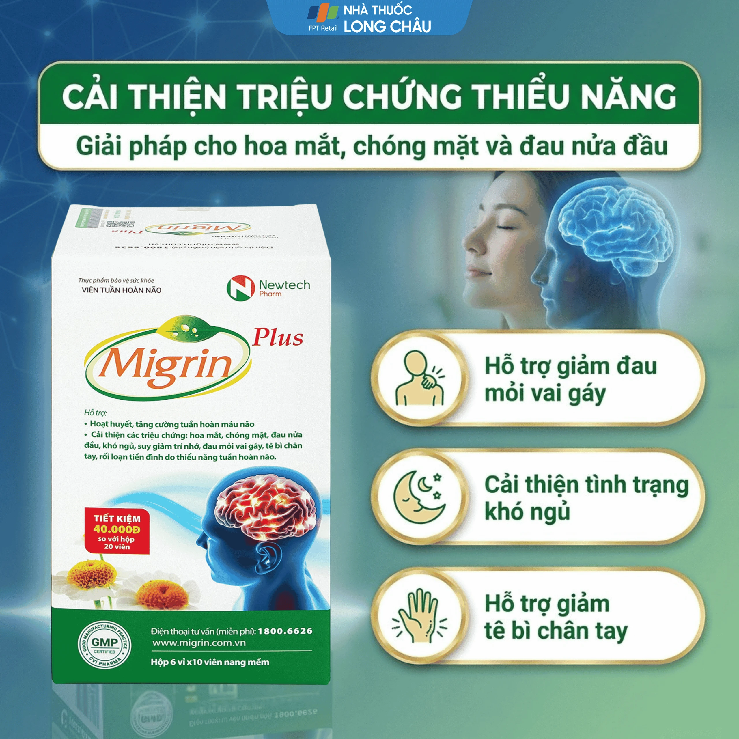 Viên hỗ trợ hoạt huyết Migrin Plus CVI (6 vỉ x 10 viên) 4