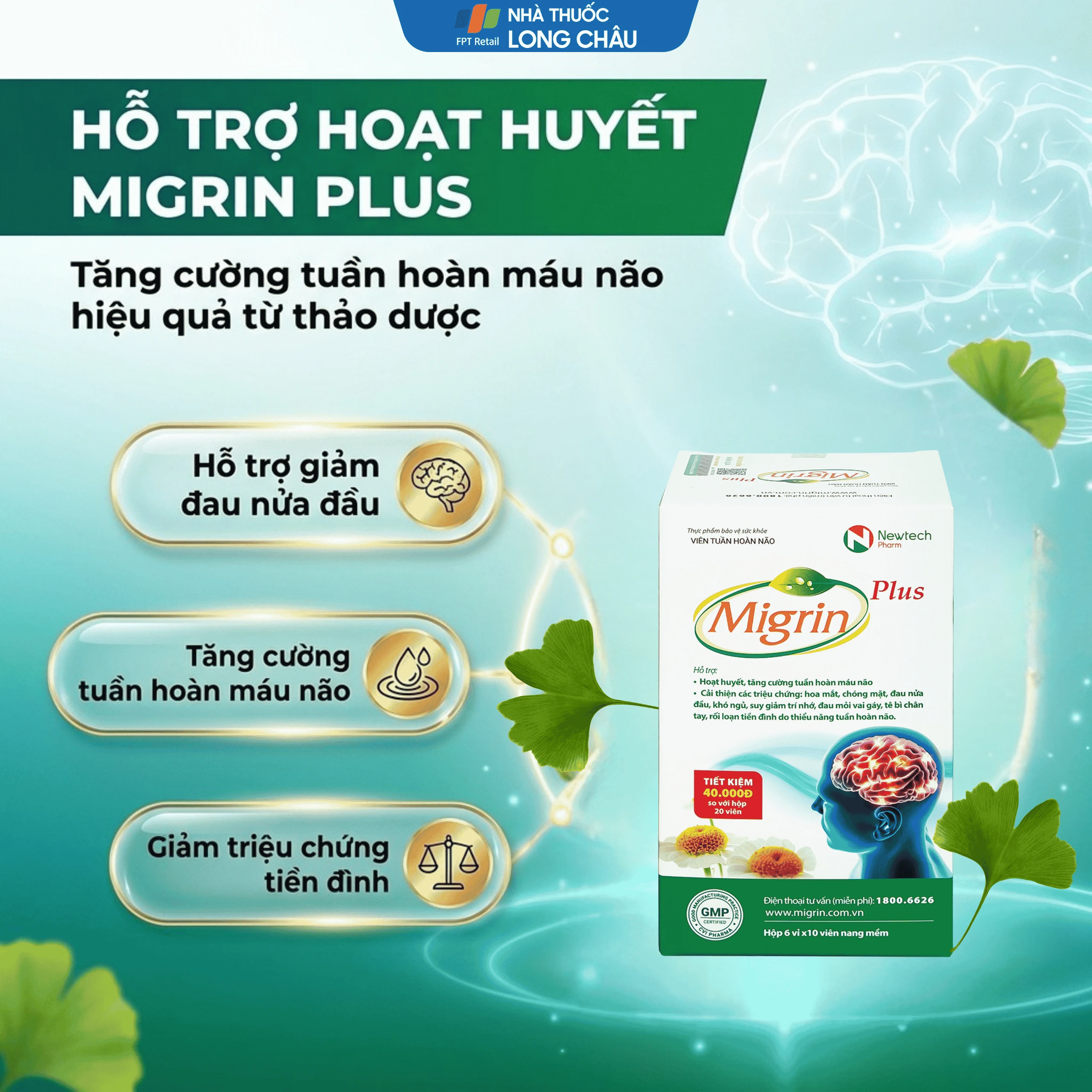 Viên hỗ trợ hoạt huyết Migrin Plus CVI (6 vỉ x 10 viên) 2