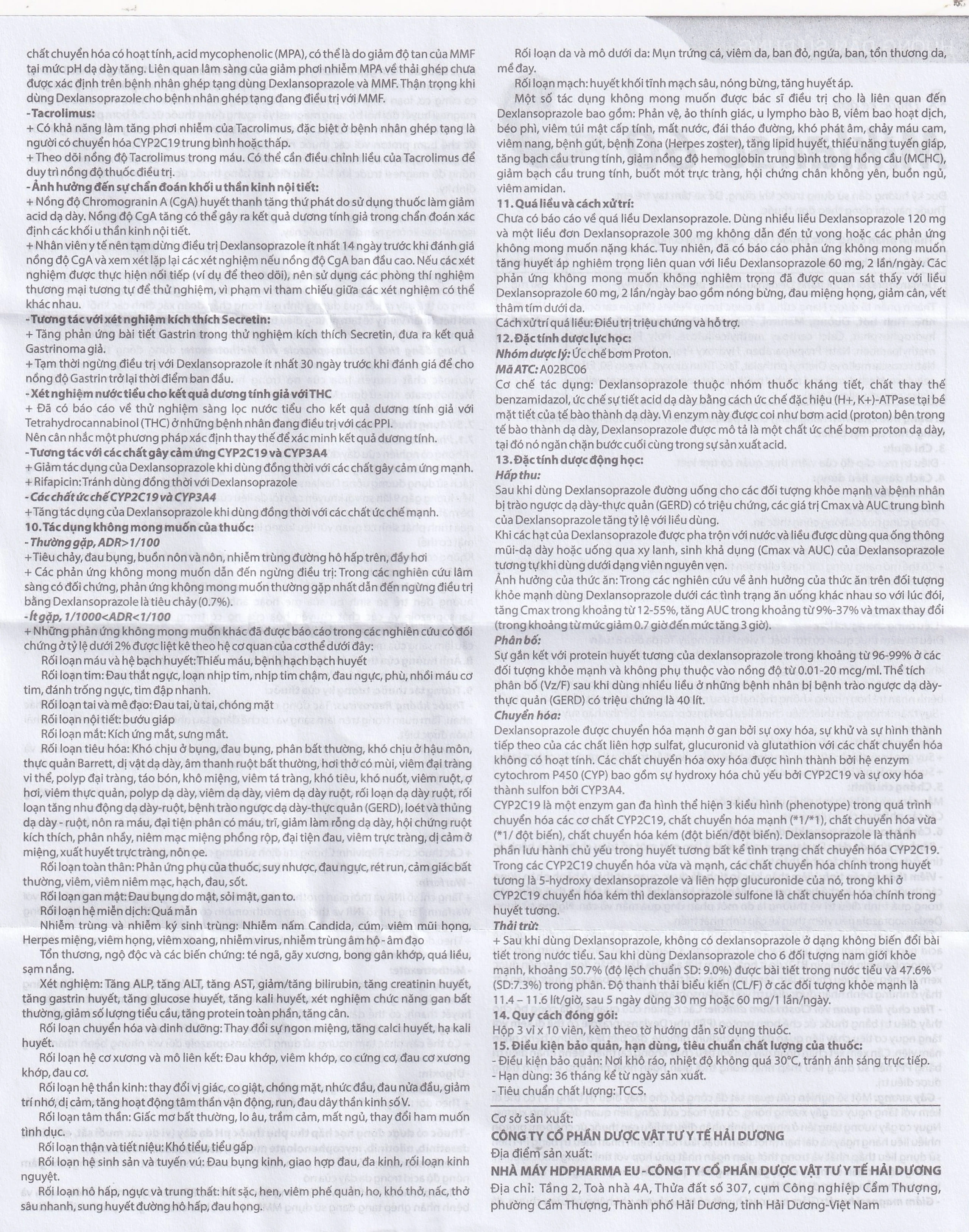 Thuốc Miklanso 60mg Hdpharma điều trị viêm thực quản có trợt loét (3 vỉ x 10 viên)