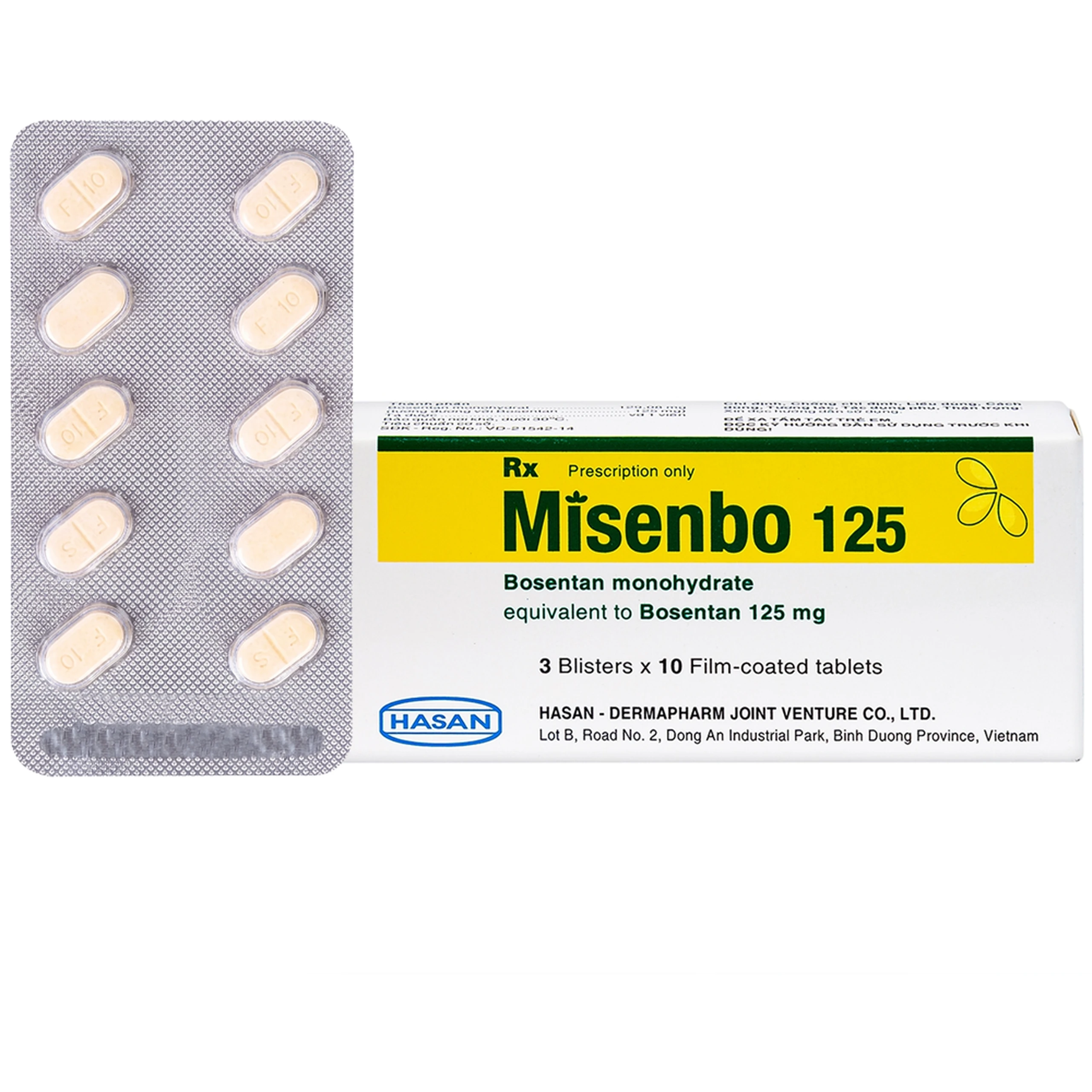 Viên nén Misenbo 125 Hasan điều trị tăng huyết áp (3 vỉ x 10 viên) 1
