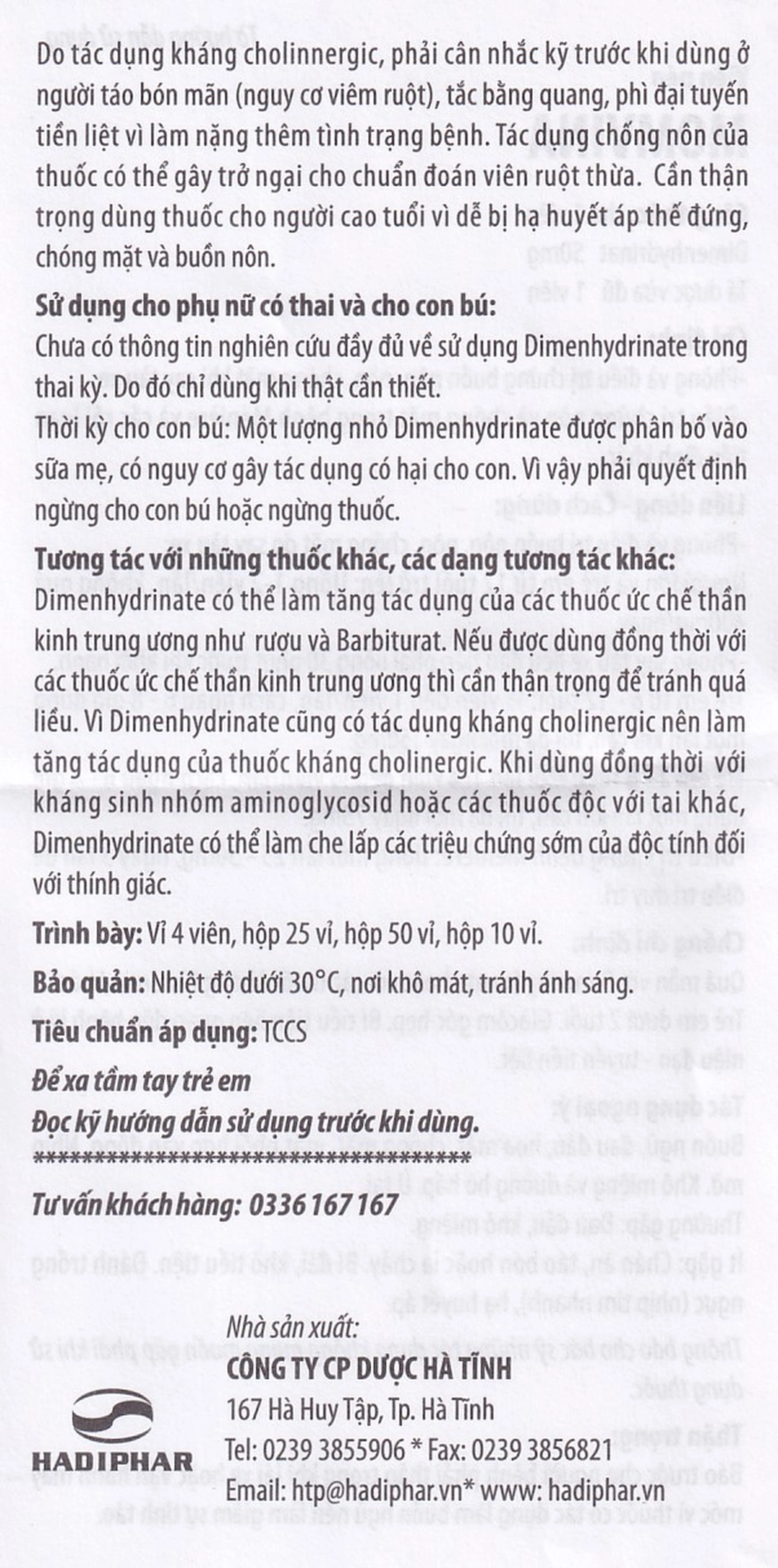 Thuốc chống say tàu xe Momvina Hadiphar điều trị chứng buồn nôn, nôn, chóng mặt (25 vỉ x 4 viên)