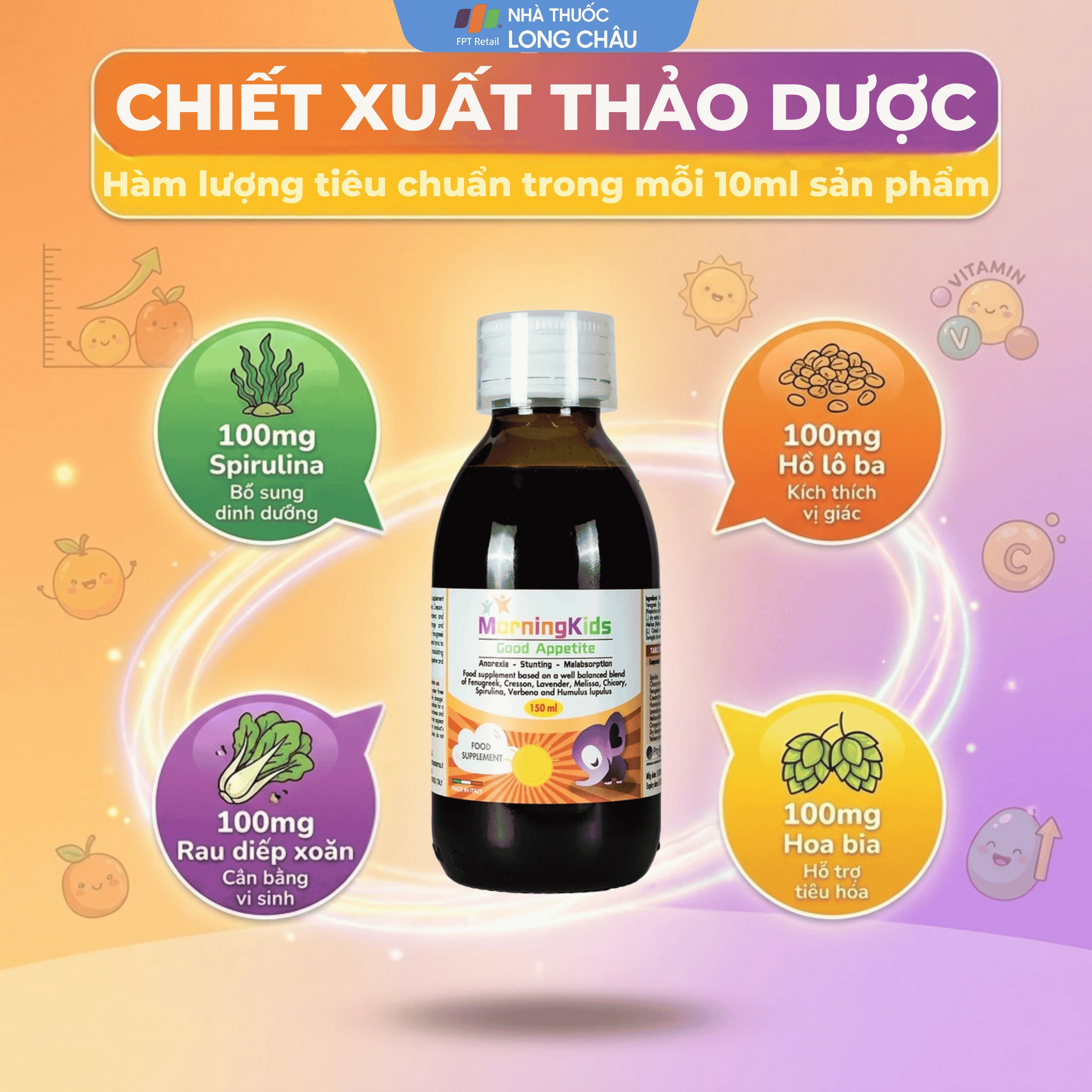 Siro hỗ trợ tăng cường tiêu hóa giúp ăn ngon miệng MorningKids Good Appetite (150ml) 3