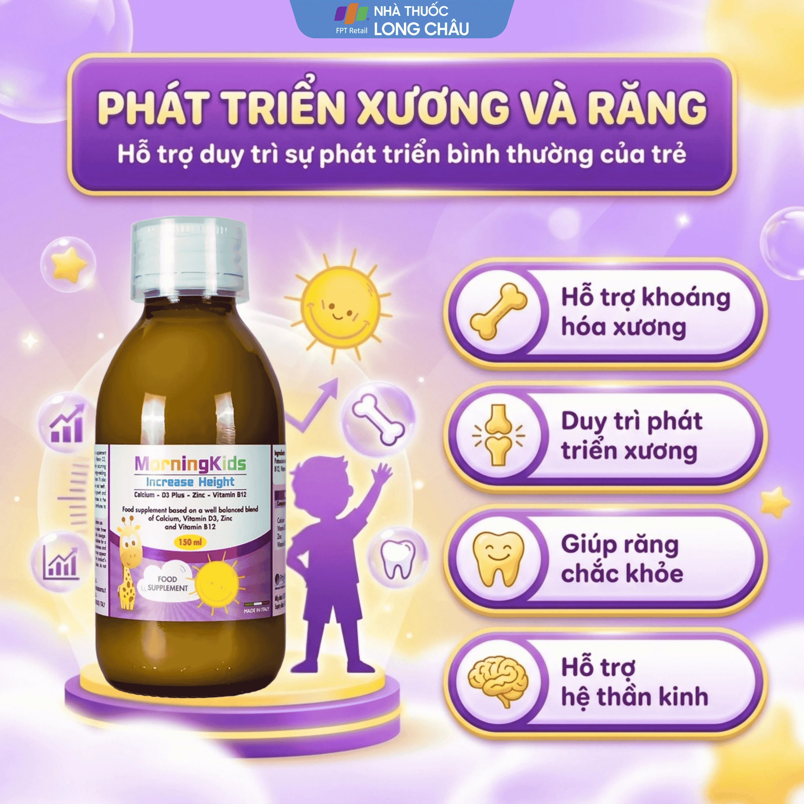 Siro bổ sung vitamin tăng chiều cao cho trẻ MorningKids Increase Height (150ml) 4
