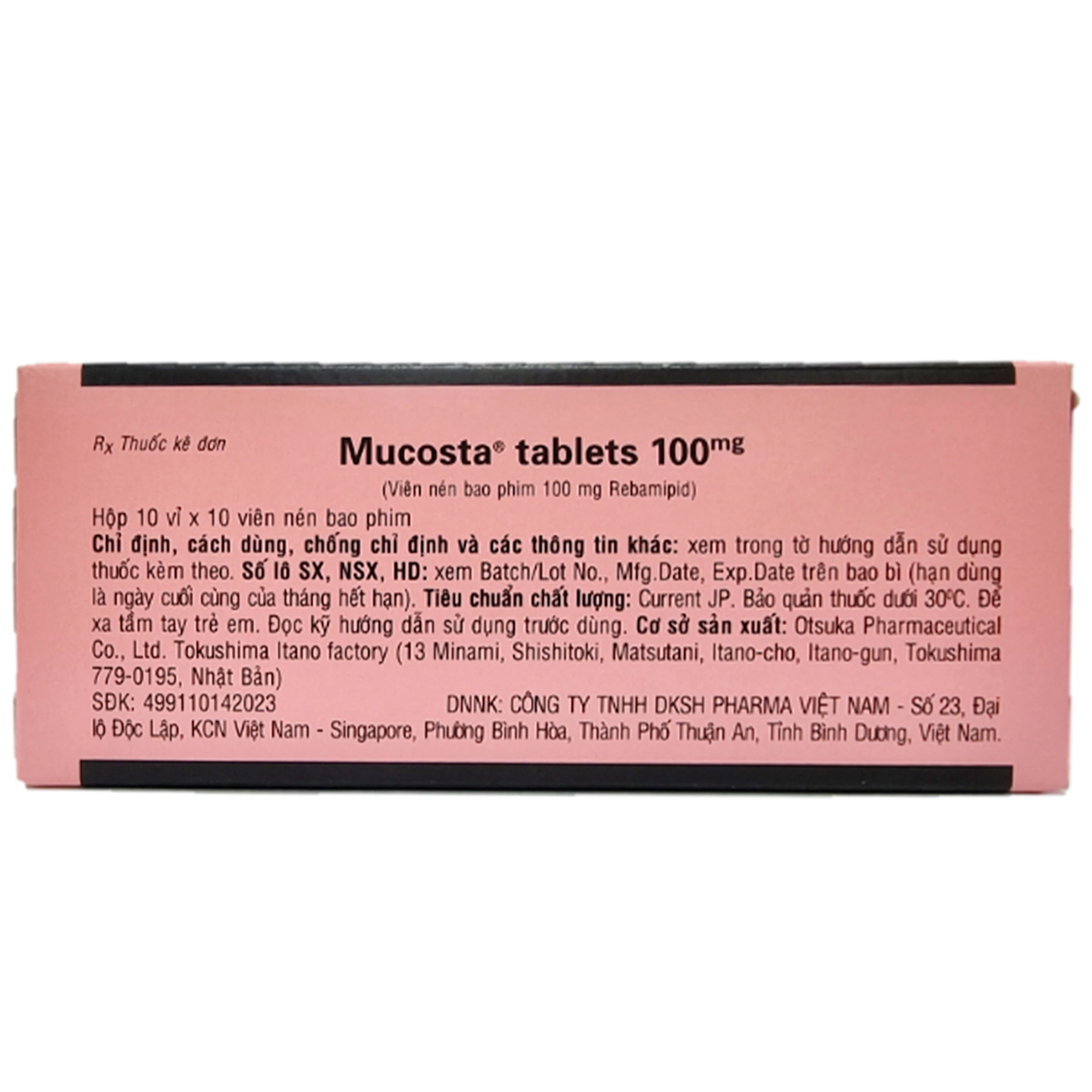 Viên nén Mucosta tablets 100mg Otsuka điều trị loét dạ dày (10 vỉ x 10 viên)