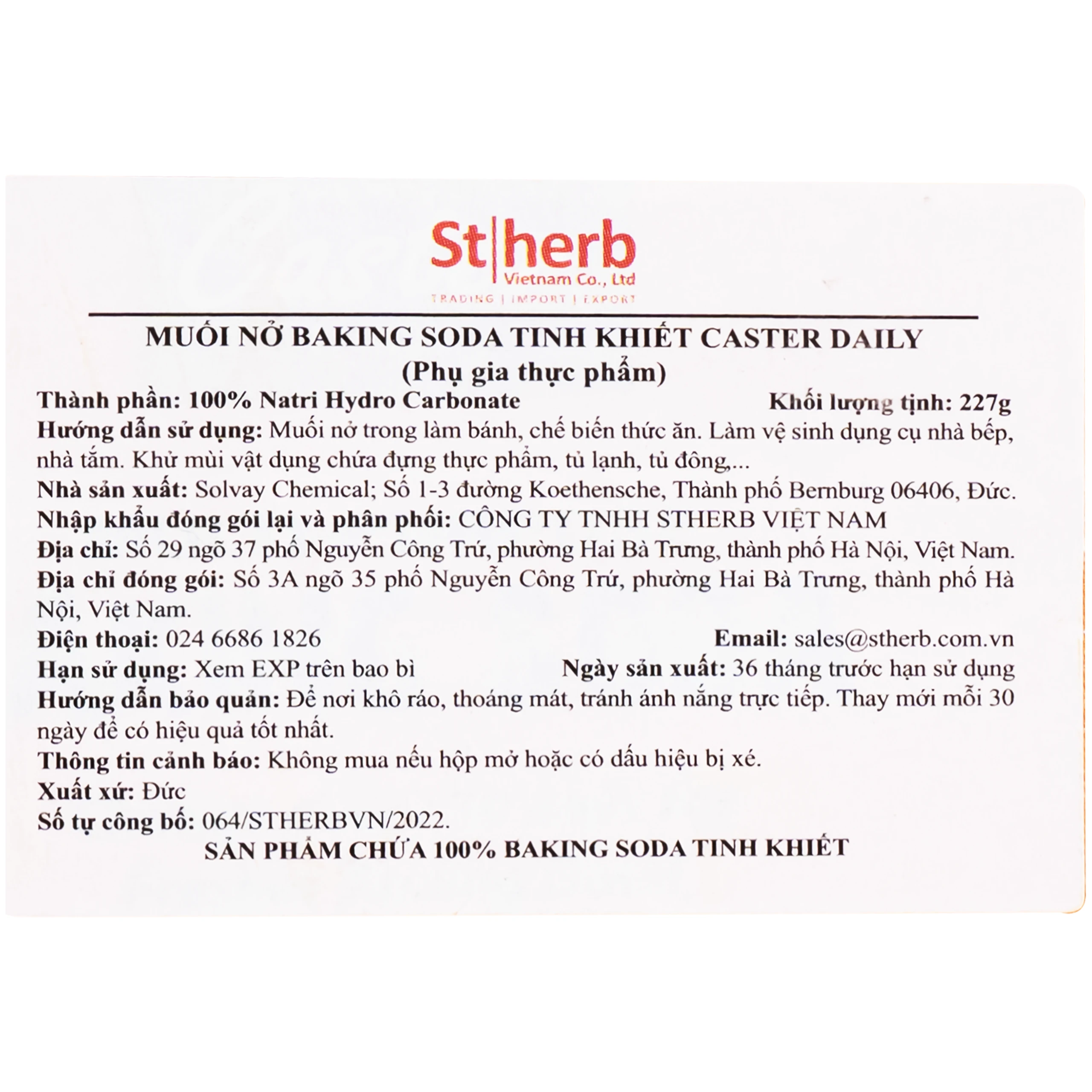 Muối nở baking soda tinh khiết Caster daily (227g) 4