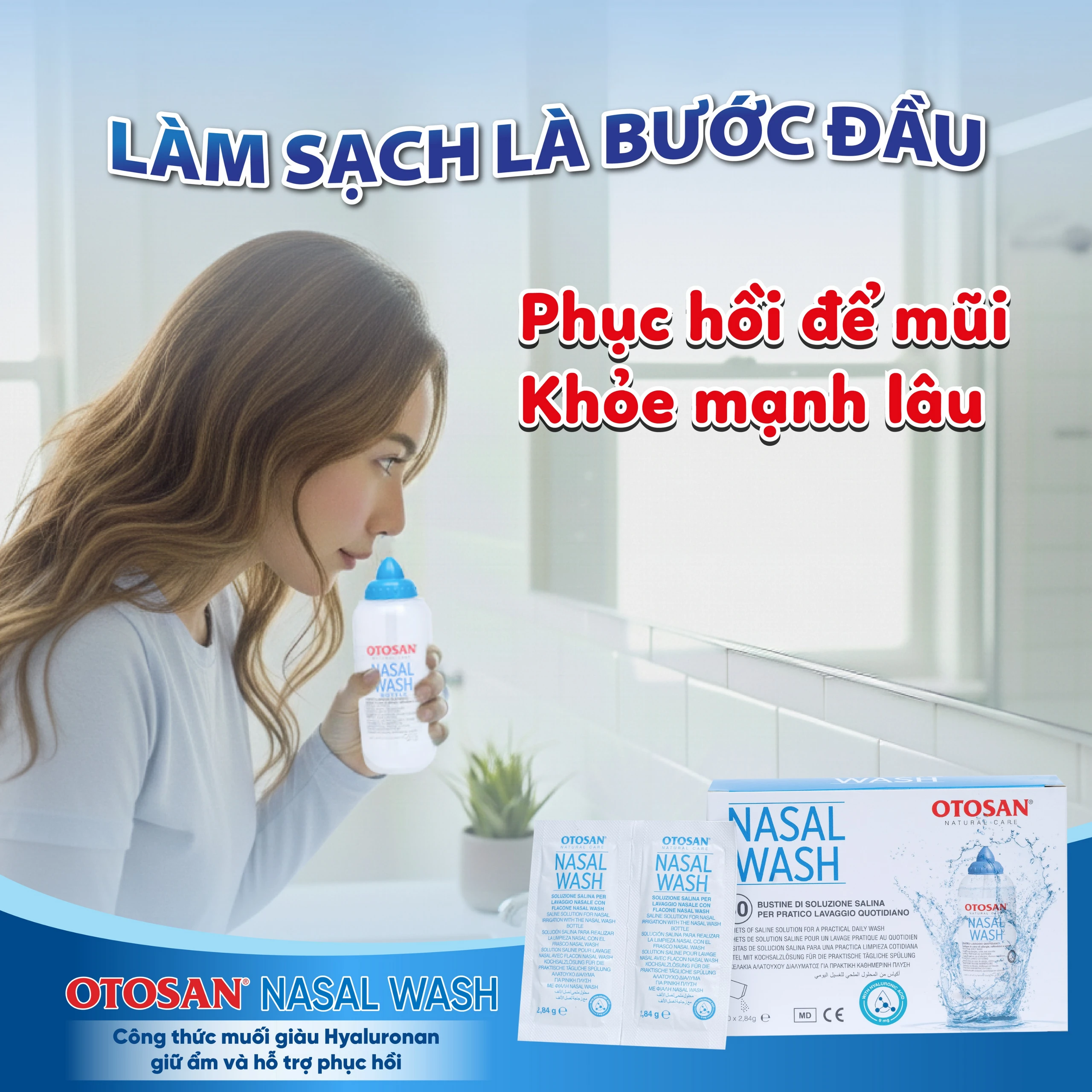 Muối rửa mũi xoang Otosan Nasal Wash (30 gói) làm sạch sâu, ngừa viêm xoang, viêm mũi dành cho trẻ từ 1 tuổi trở lên