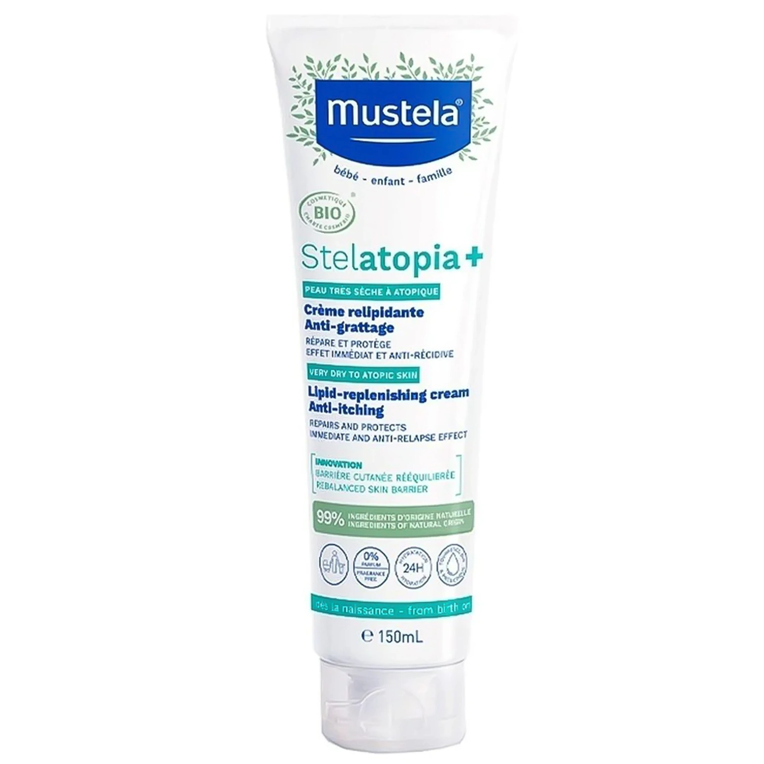 Kem dưỡng ẩm cho da chàm thể tạng Mustela Stelatopia+ Lipid-Replenishing Cream Anti-Itching (150ml) 1