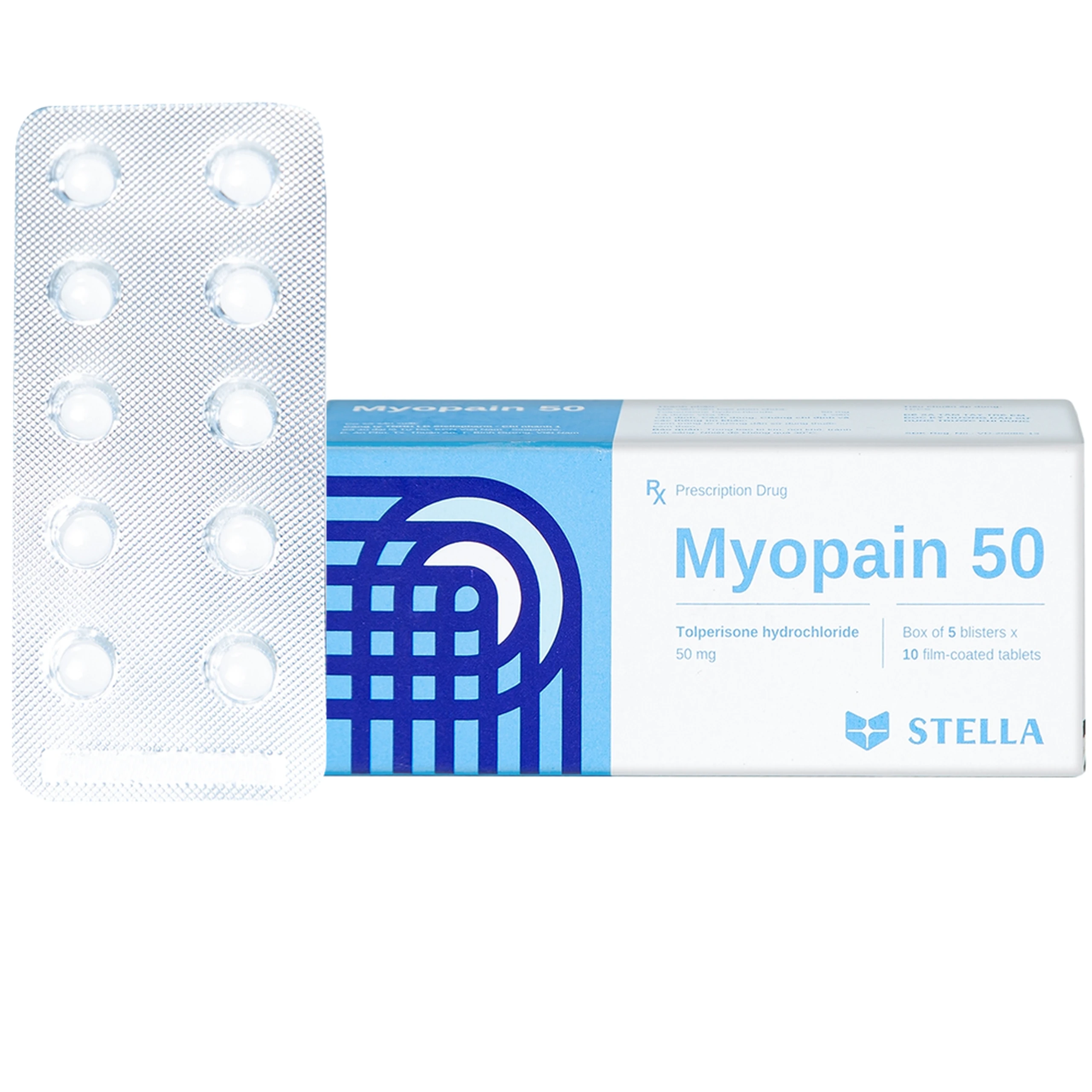Thuốc Myopain 50 Stella điều trị chứng co cứng cơ sau đột quỵ (5 vỉ x 10 viên) 1