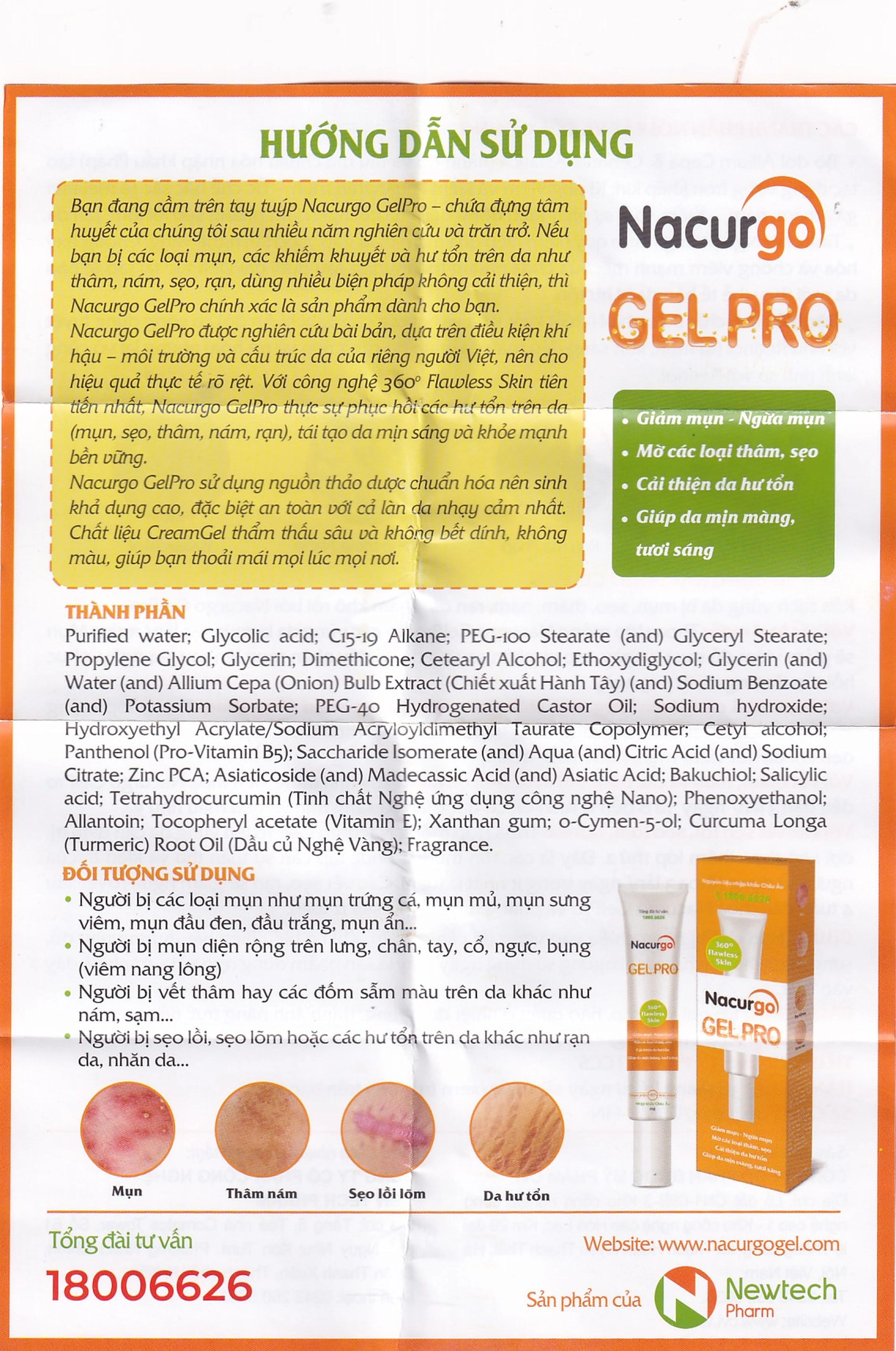 Gel bôi Nacurgo Gelpro giảm thâm sẹo (20g)