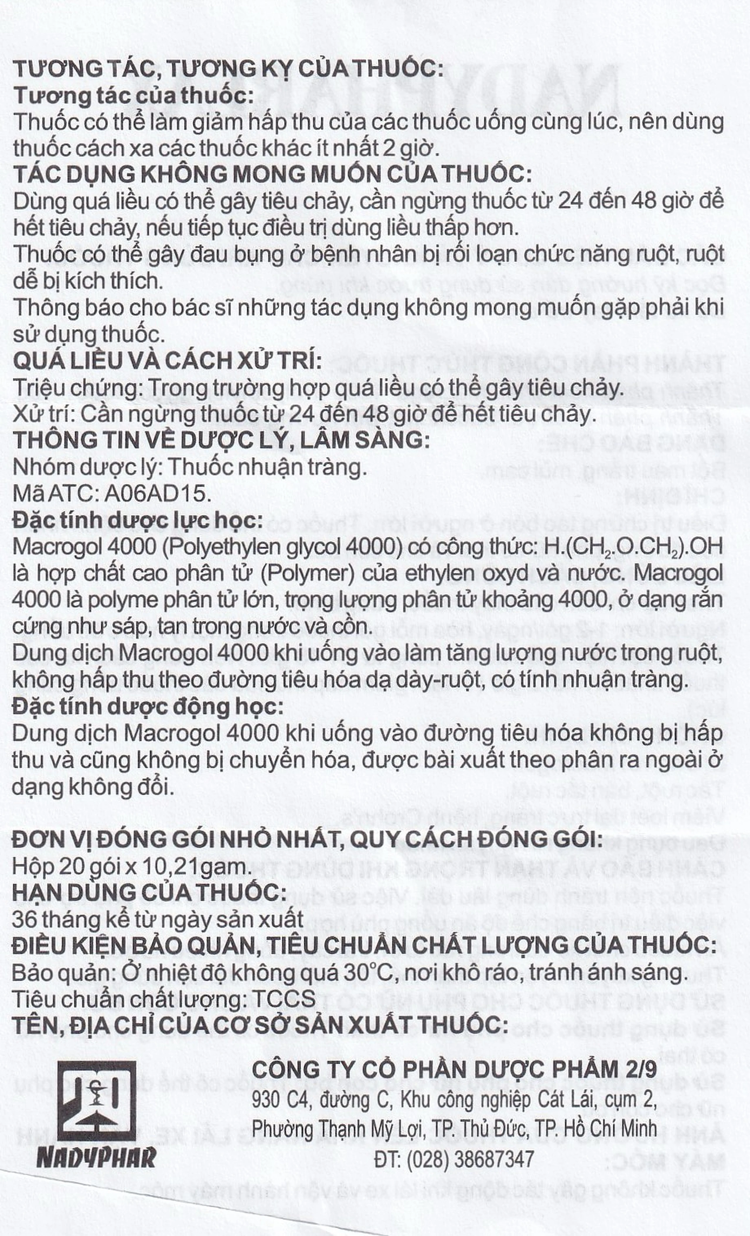 Thuốc NadypharLax 10g Nadyphar điều trị chứng táo bón ở người lớn (Hộp 20 gói)