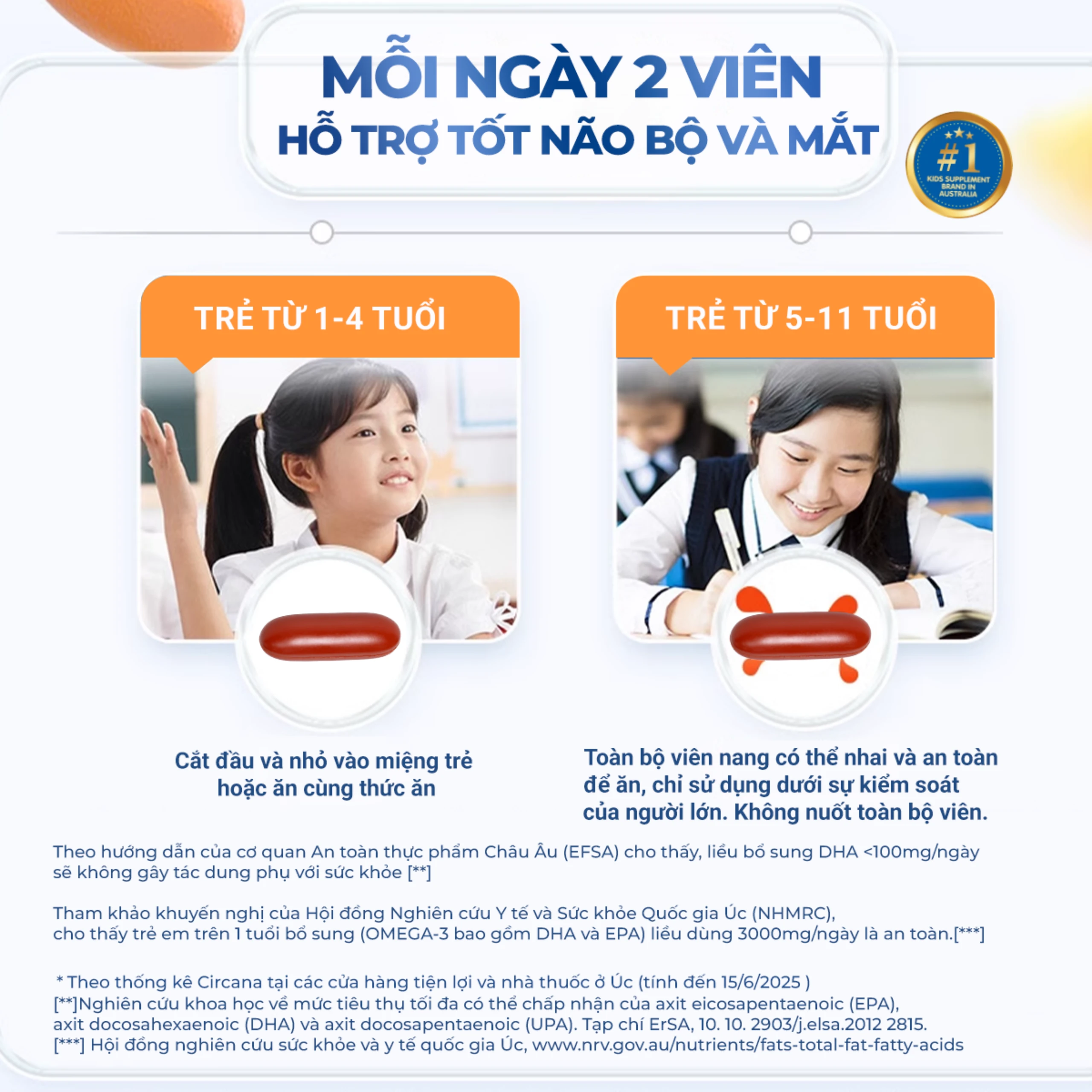 Viên nhai hỗ trợ bổ não Kids Smart Bursts DHA 300mg Nature's Way (50 viên)