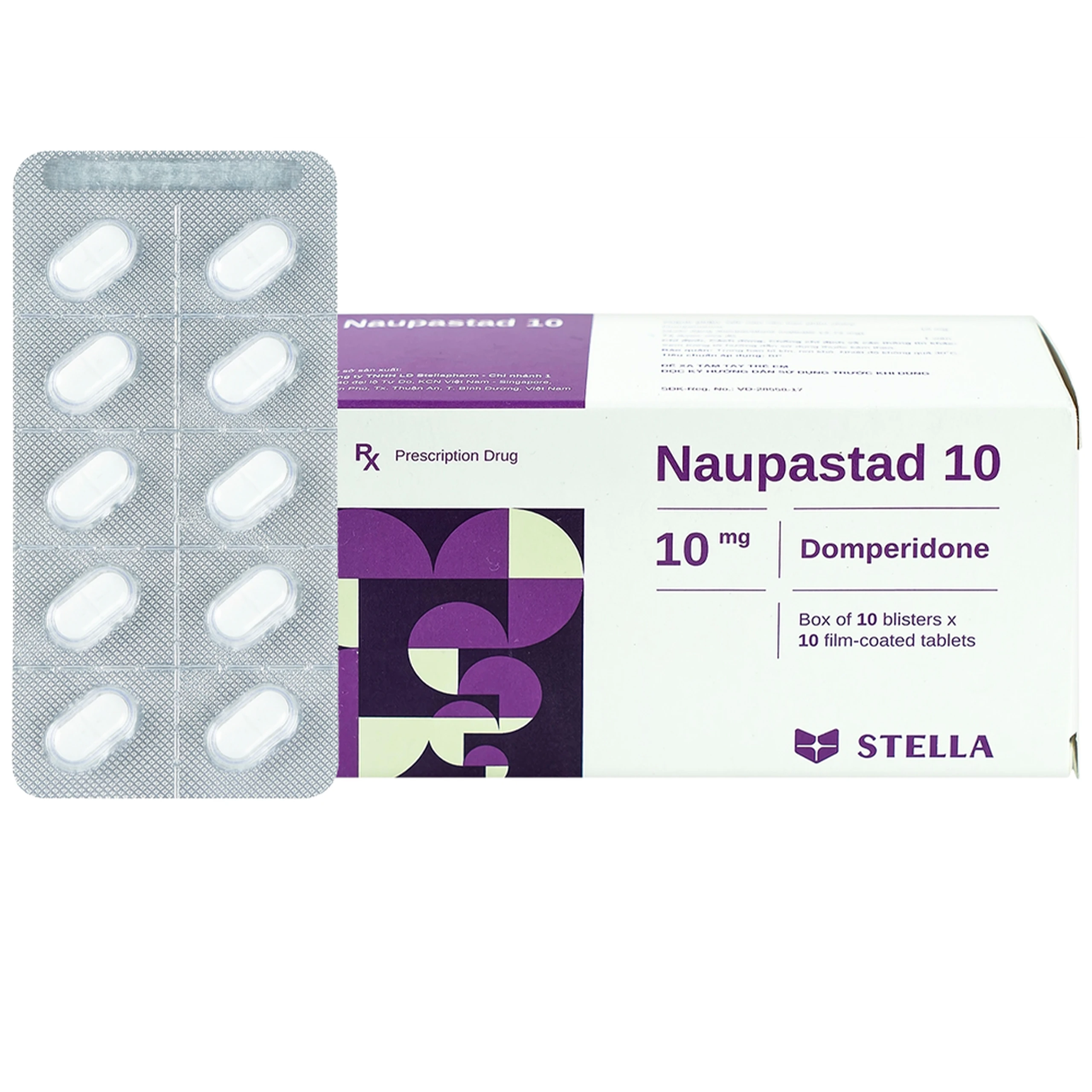 Viên nén Naupastad 10 Stella điều trị triệu chứng nôn và buồn nôn (10 vỉ x 10 viên)