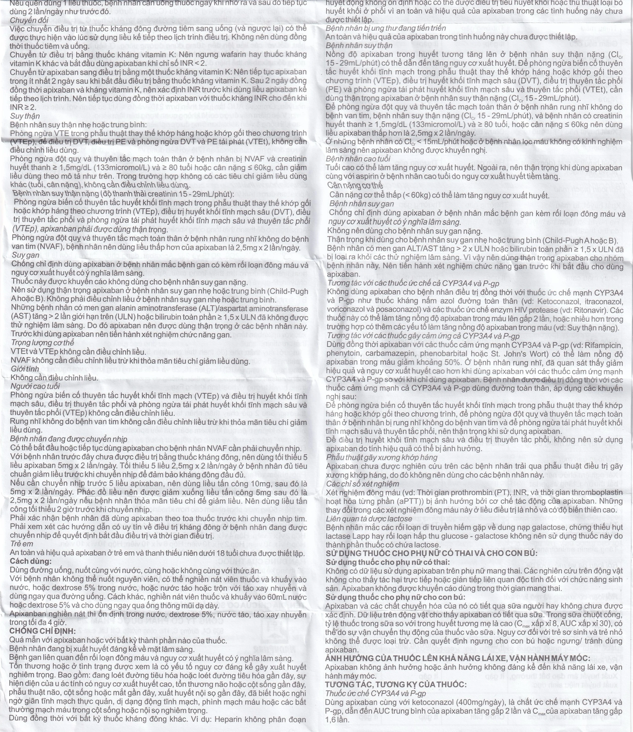 NDP-Apixan 2.5mg Nadyphar phòng ngừa biến cố thuyên tắc huyết khối tĩnh mạch (10 vỉ x 10 viên)