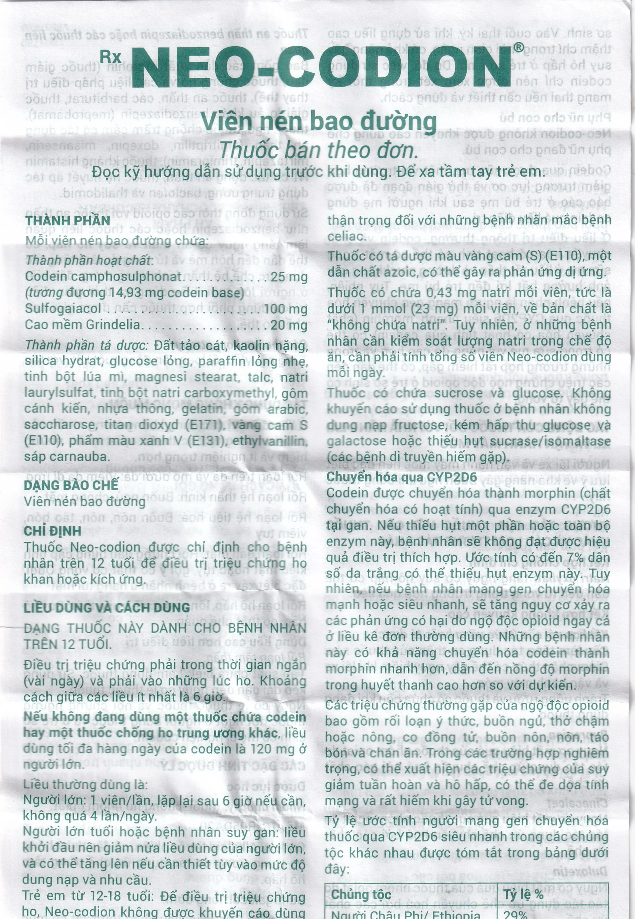 Viên nén Neo-Codion Bouchara điều trị triệu chứng ho khan (2 vỉ x 10 viên)