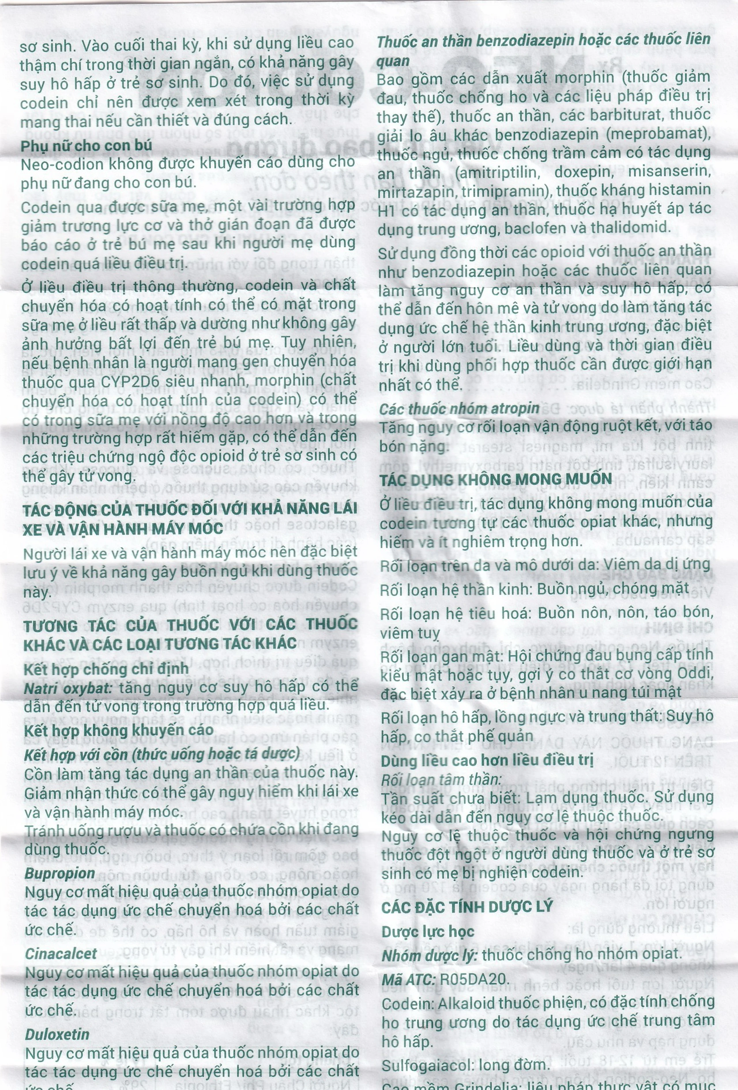 Viên nén Neo-Codion Bouchara điều trị triệu chứng ho khan (2 vỉ x 10 viên)