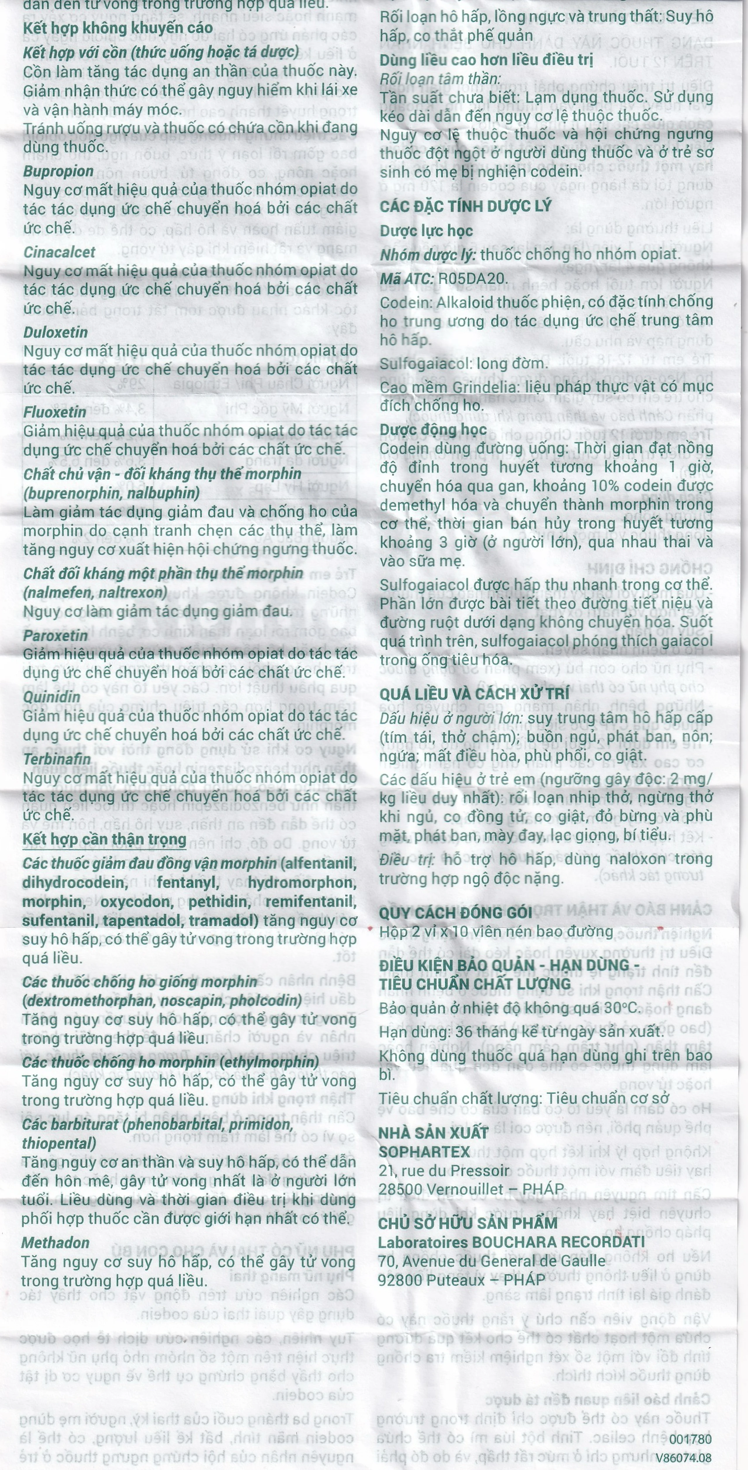 Viên nén Neo-Codion Bouchara điều trị triệu chứng ho khan (2 vỉ x 10 viên)