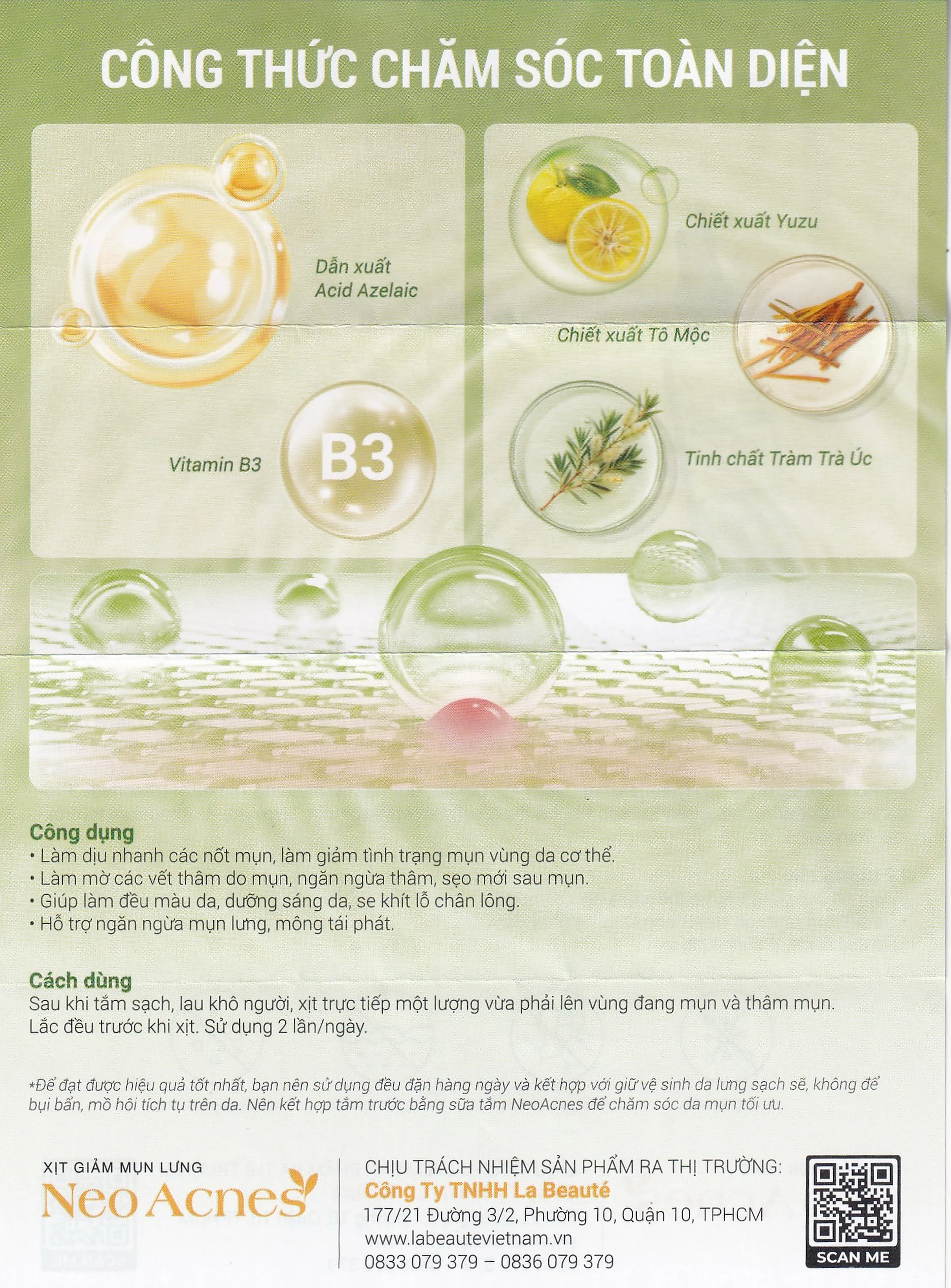 Xịt giảm mụn lưng Neo Acnes làm dịu nốt mụn, giảm tình trạng mụn trên da cơ thể (100ml)